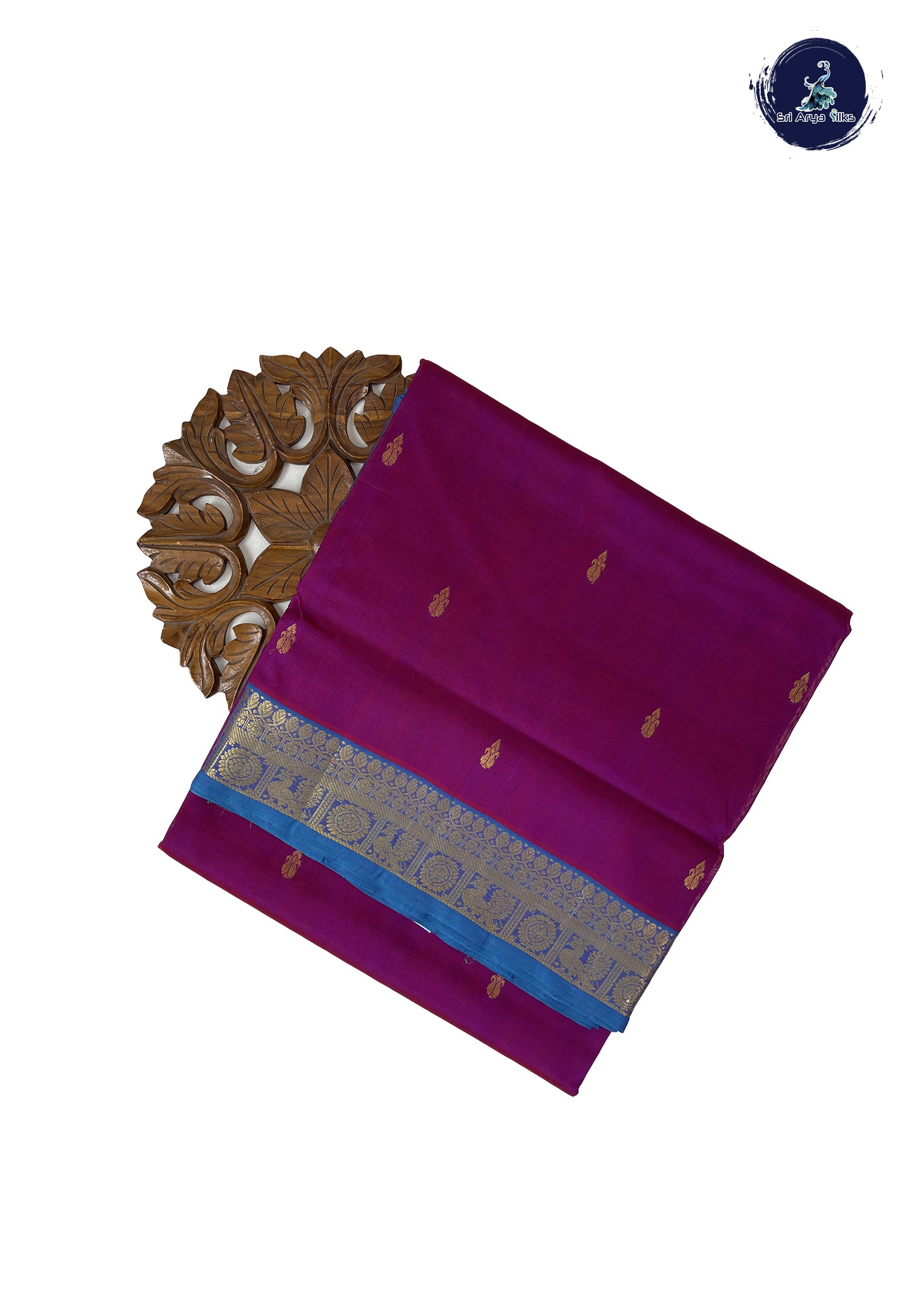 Dual Tone Purple 10 Yards Silk Cotton Saree With Zari Buttas Pattern
