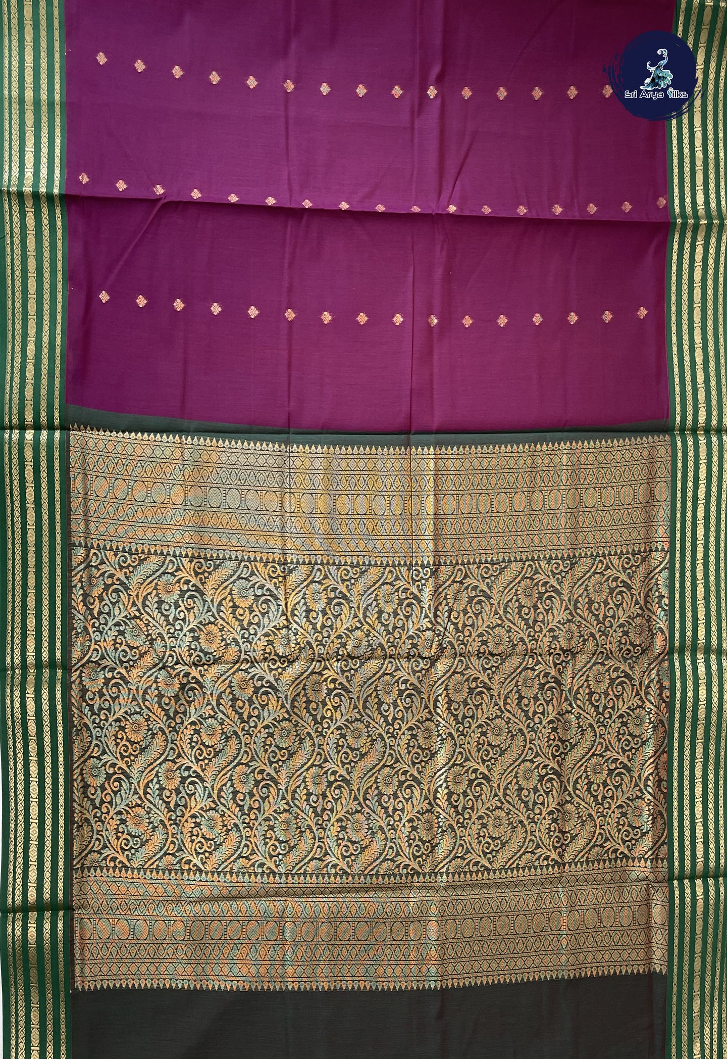 Jamun Madisar Semi Silk Cotton Saree With Zari Buttas Pattern