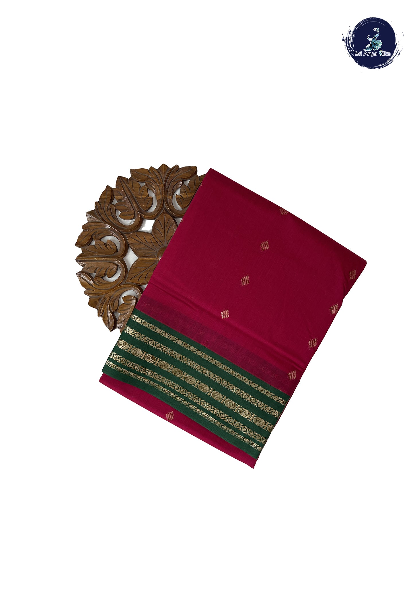 Dark Pink Madisar Semi Silk Cotton Saree With Zari Buttas Pattern