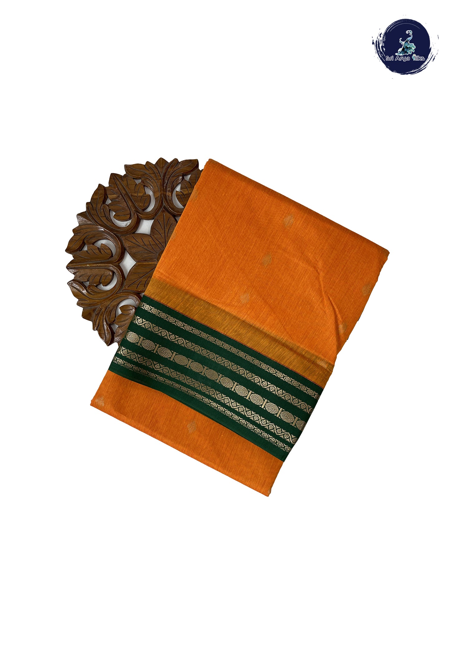 Mango Yellow Madisar Semi Silk Cotton Saree With Zari Buttas Pattern