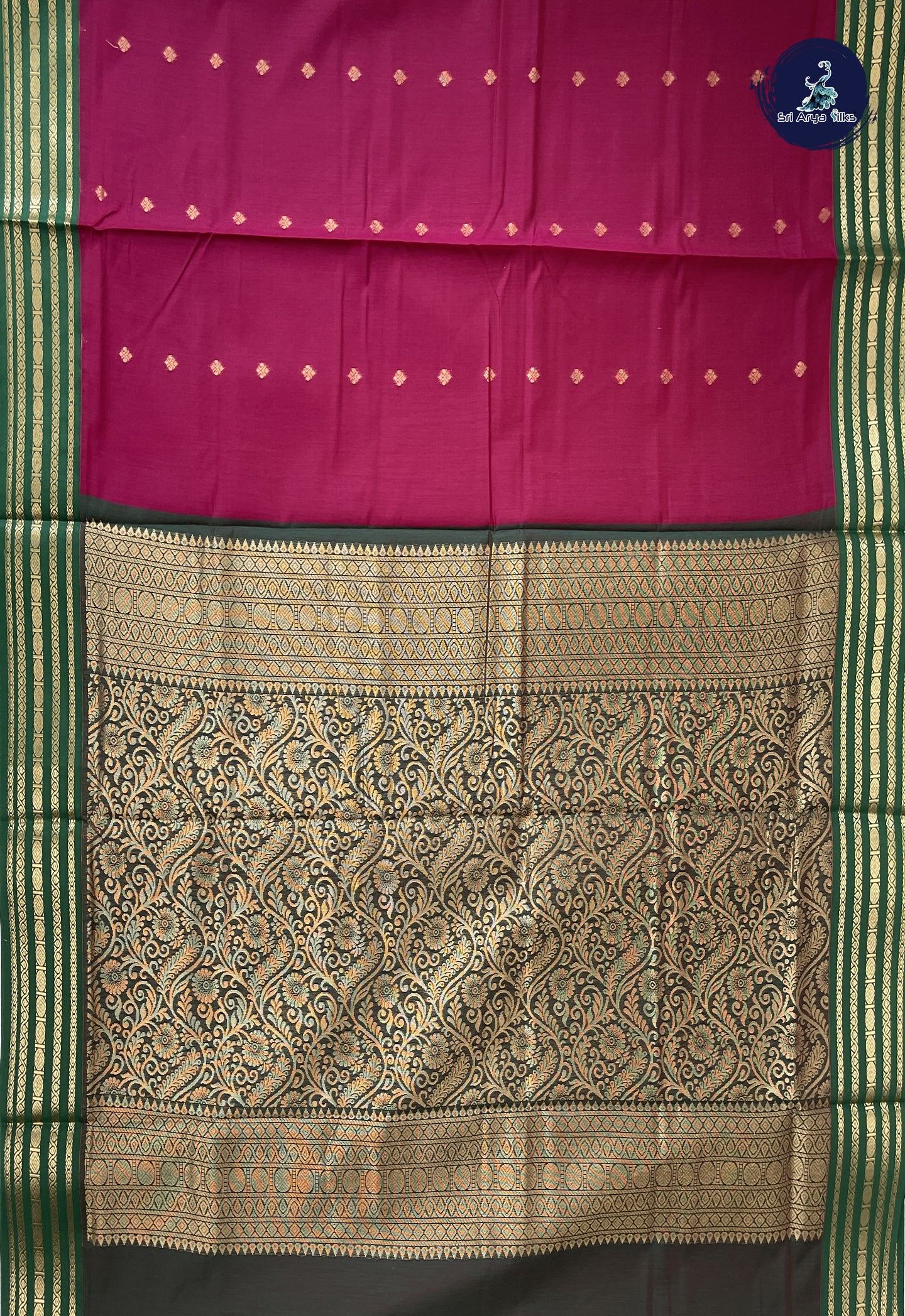Maroon Madisar Semi Silk Cotton Saree With Zari Buttas Pattern