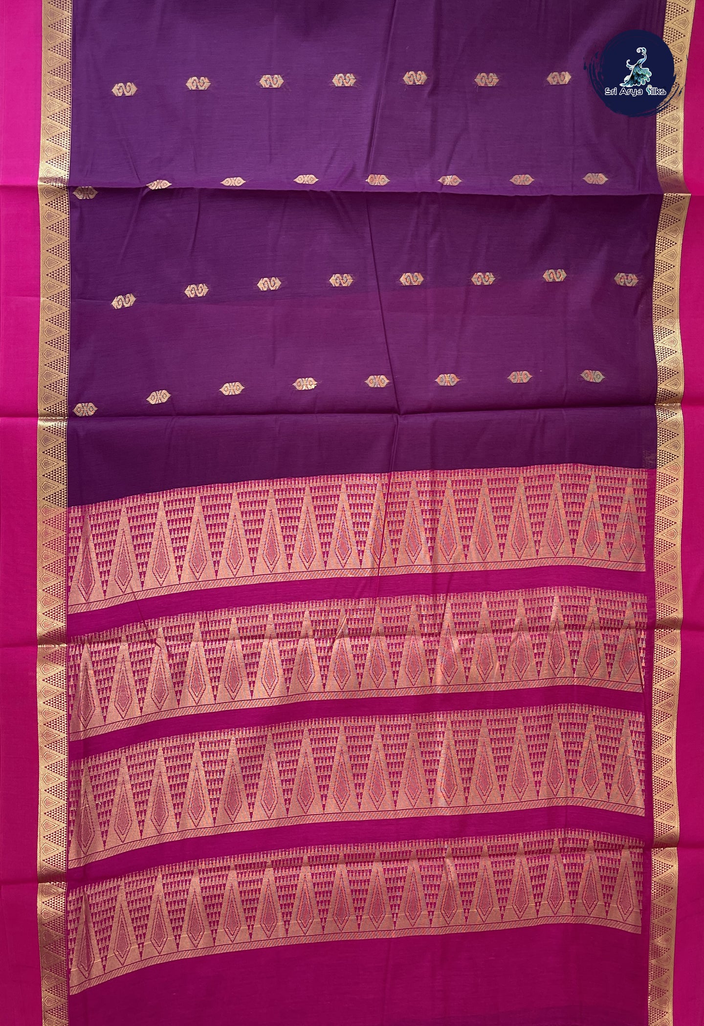 Jamun Madisar Semi Silk Cotton Saree With Zari Buttas Pattern