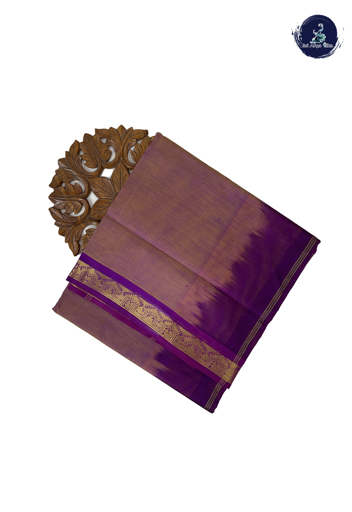 Dual Tone Purple 10 Yards Silk Cotton Saree With Plain Pattern