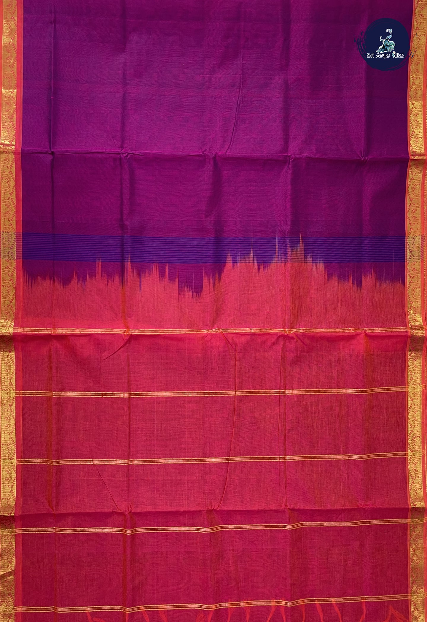 BeetRoot Shade 10 Yards Silk Cotton Saree With Plain Pattern