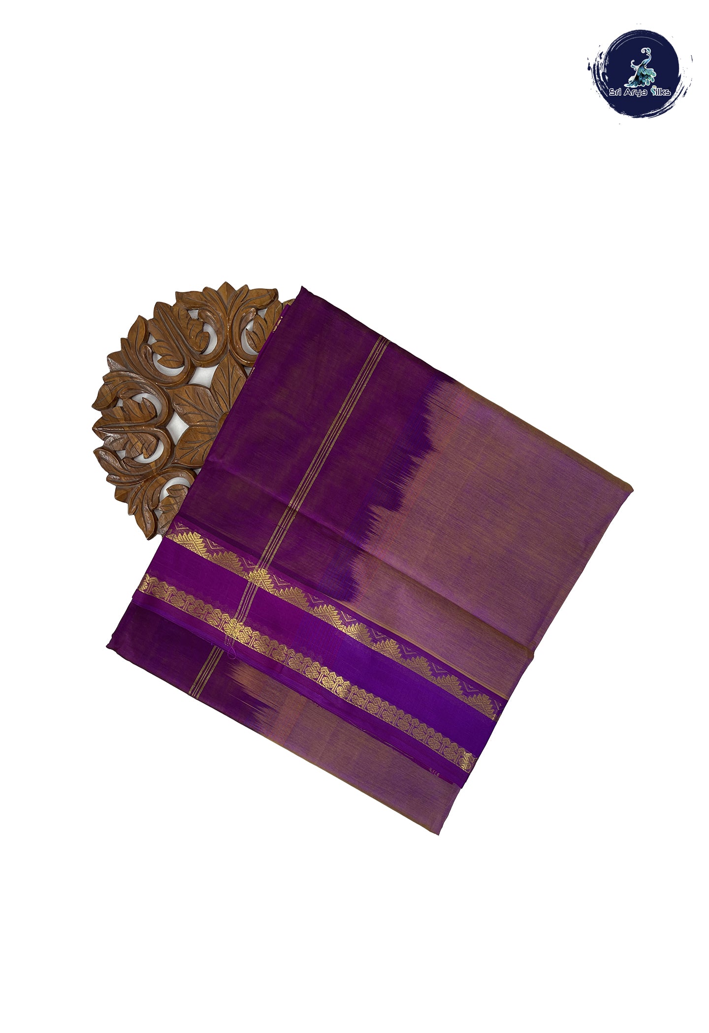 Dual Tone Purple 10 Yards Silk Cotton Saree With Plain Pattern