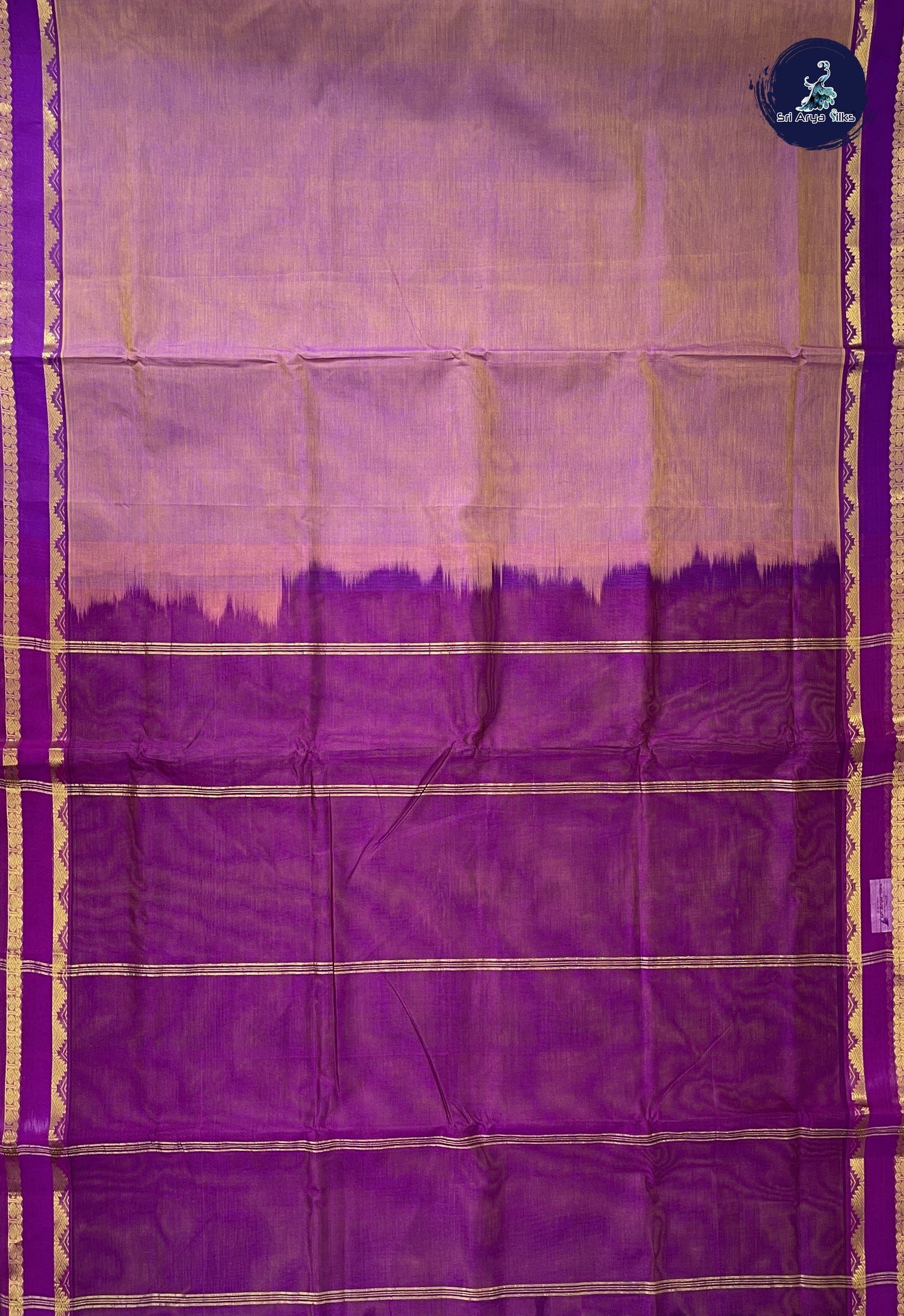 Dual Tone Purple 10 Yards Silk Cotton Saree With Plain Pattern