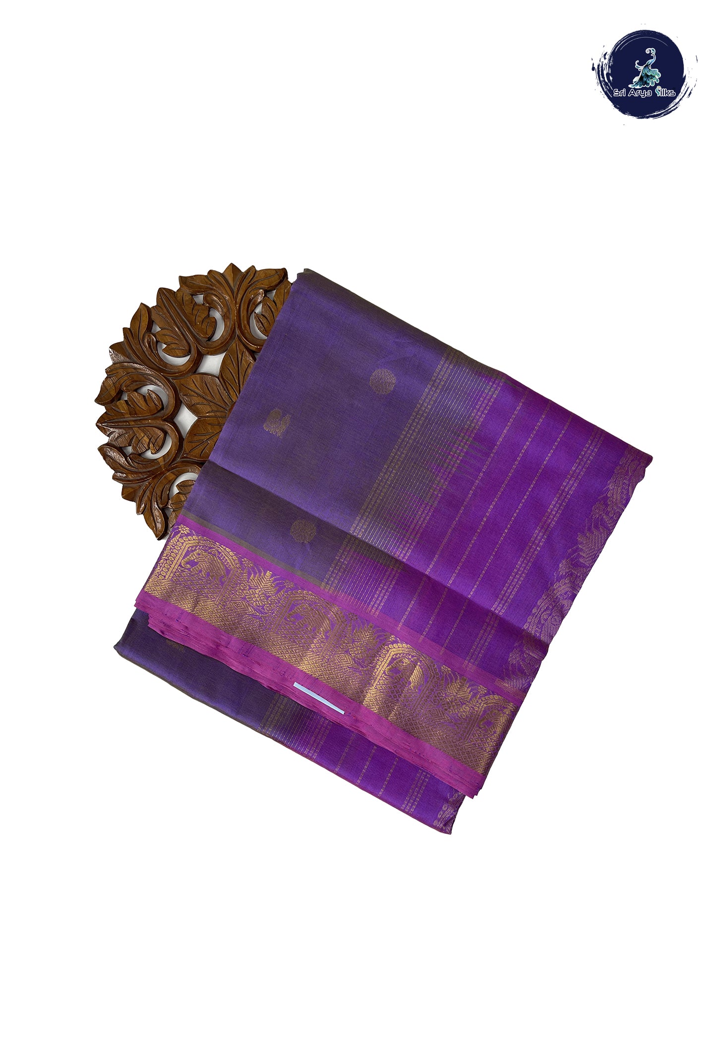 Lavender 10 Yards Silk Cotton Saree With Zari Buttas Pattern