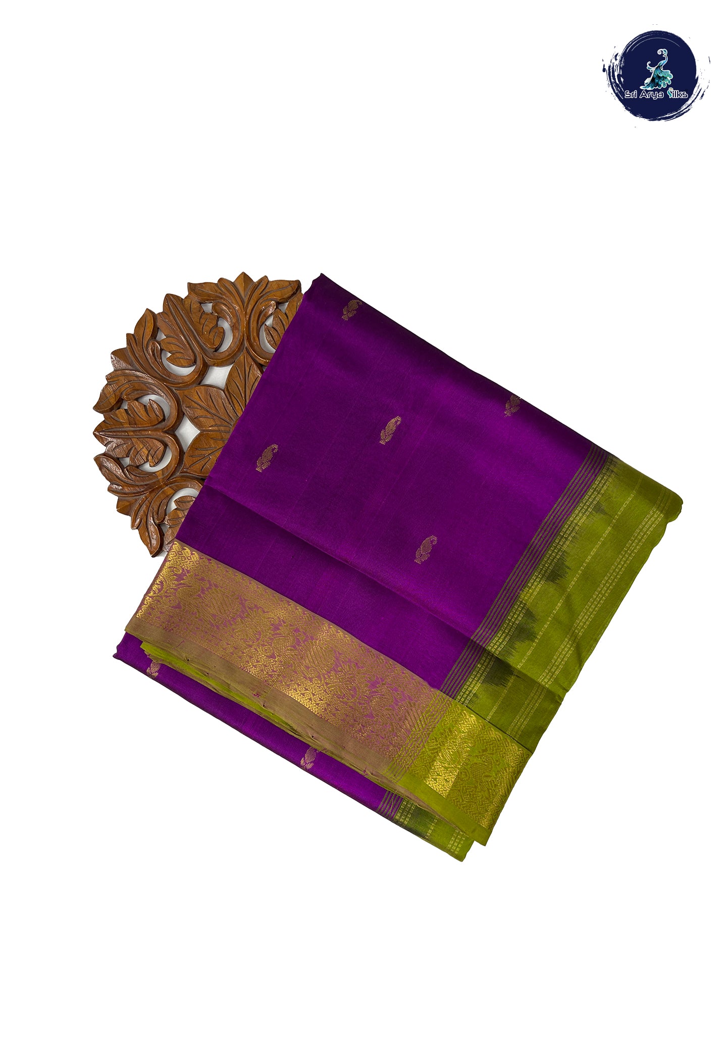 Magenta Purple 10 Yards Silk Cotton Saree With Zari Buttas Pattern