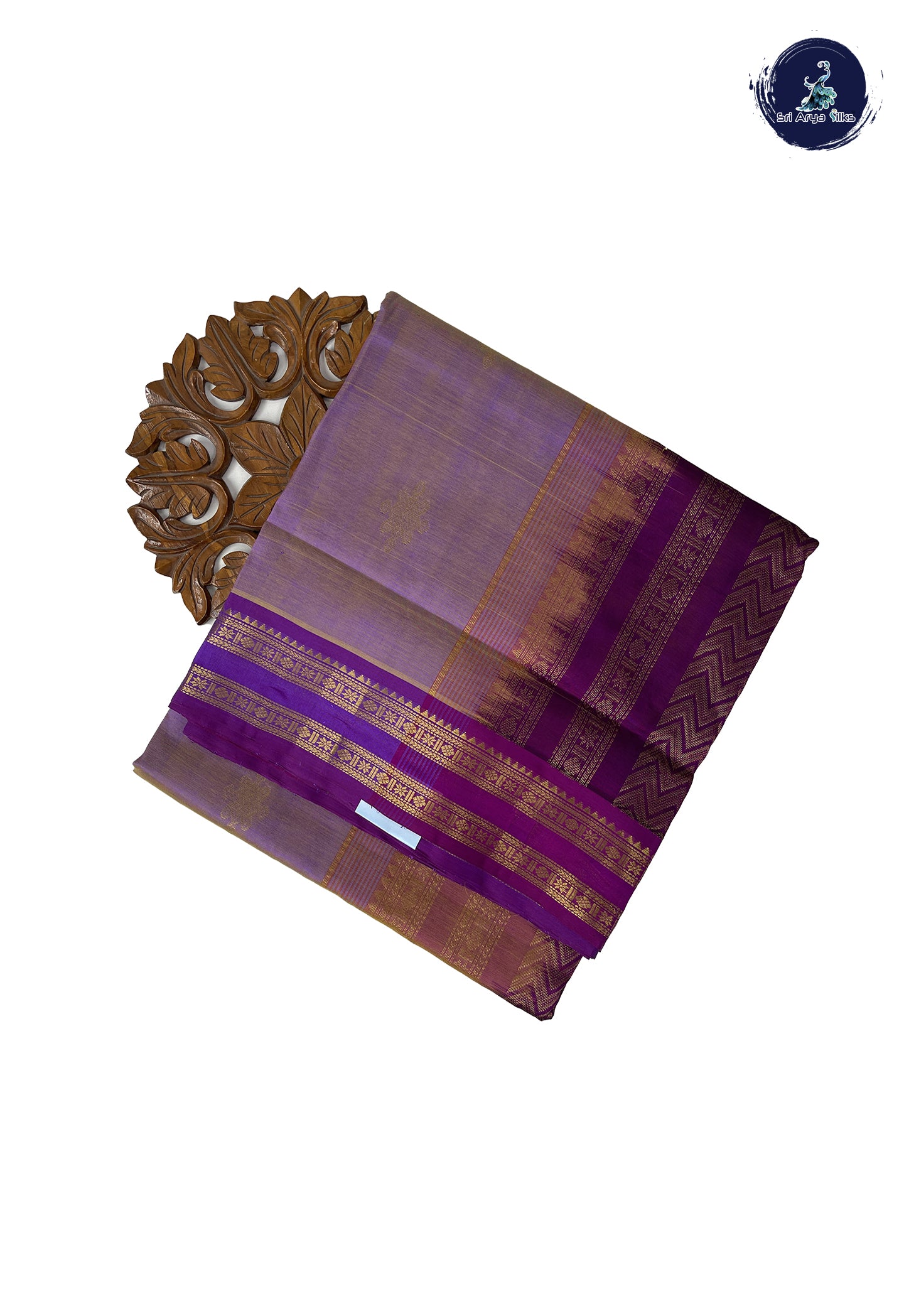 Mauve 10 Yards Silk Cotton Saree With Kolam Butta Pattern