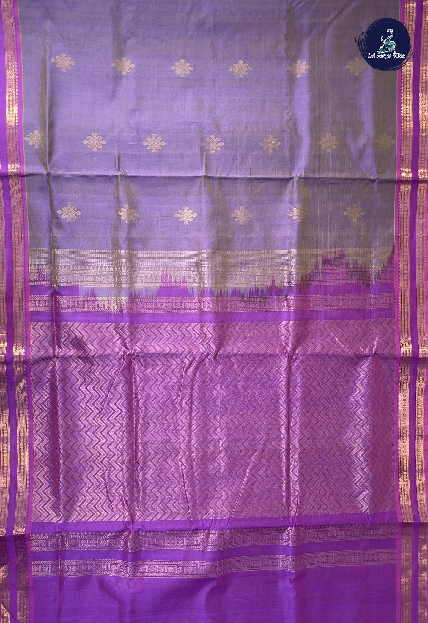 Mauve 10 Yards Silk Cotton Saree With Kolam Butta Pattern