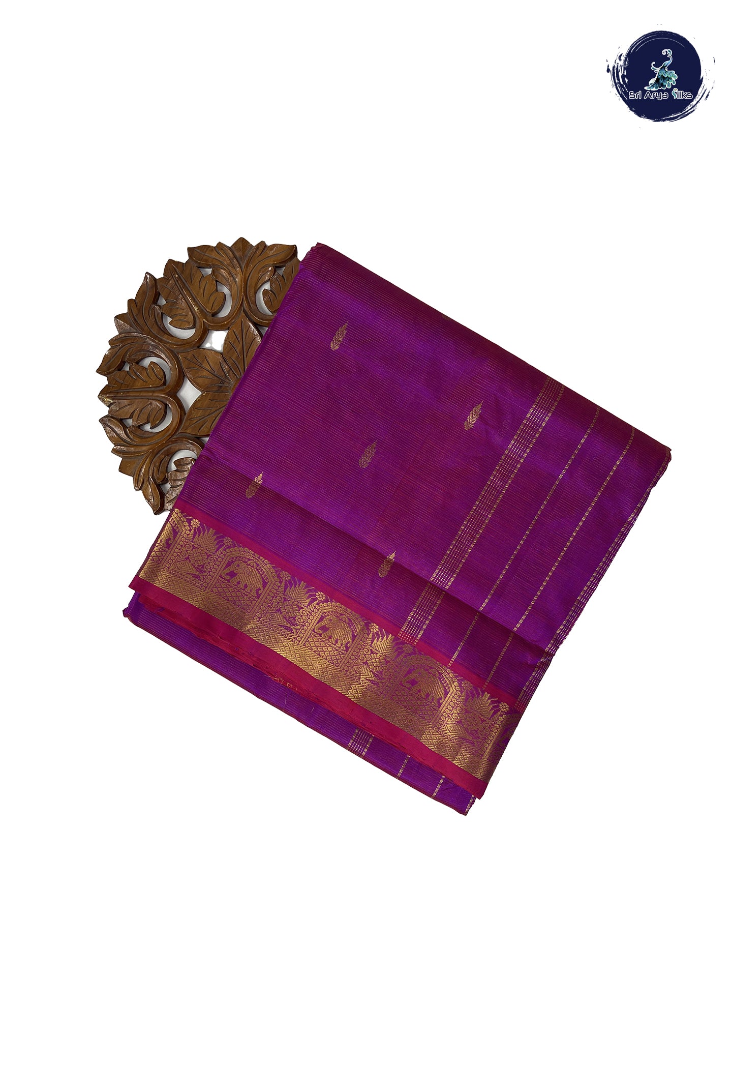 Magenta Purple 10 Yards Silk Cotton Saree With Vaira Oosi Pattern
