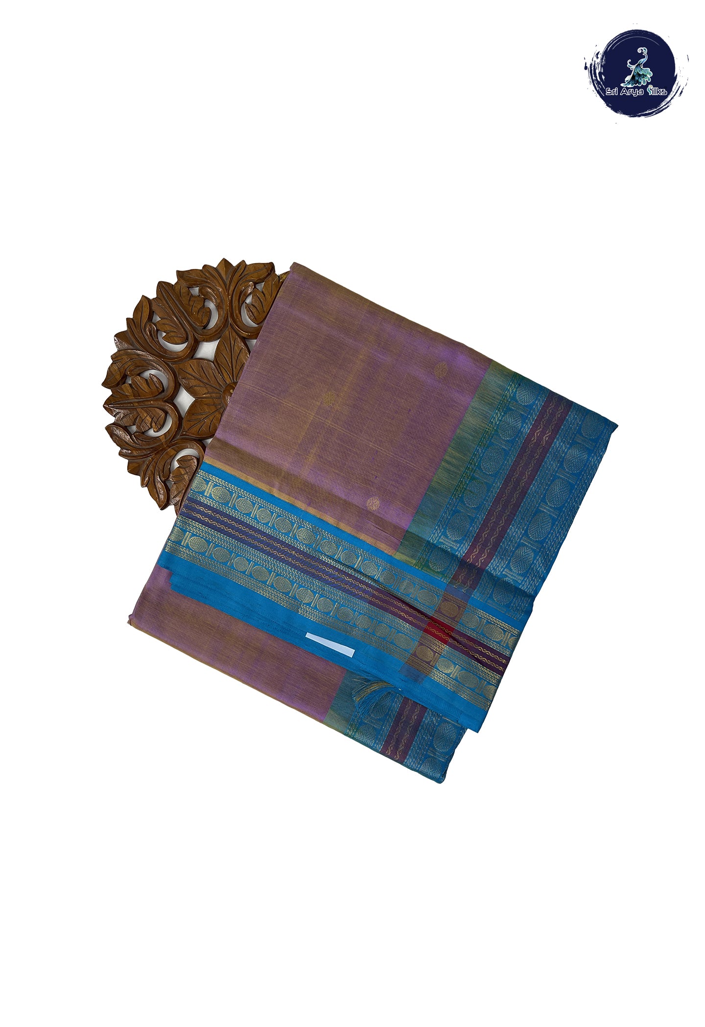 Lavender 10 Yards Silk Cotton Saree With Zari Buttas Pattern