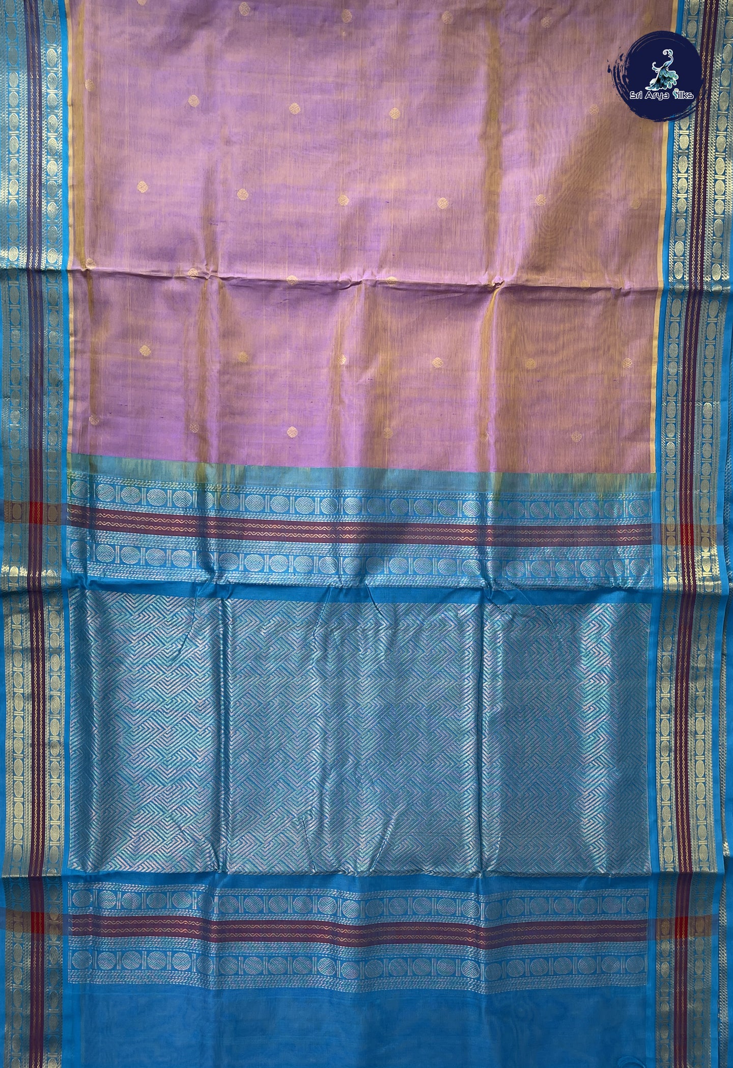 Lavender 10 Yards Silk Cotton Saree With Zari Buttas Pattern