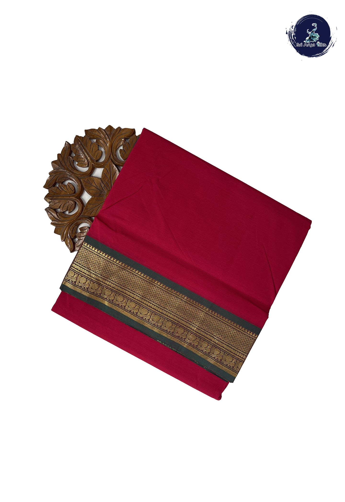 Red 10.5 Yards Madisar Saree With Plain Pattern