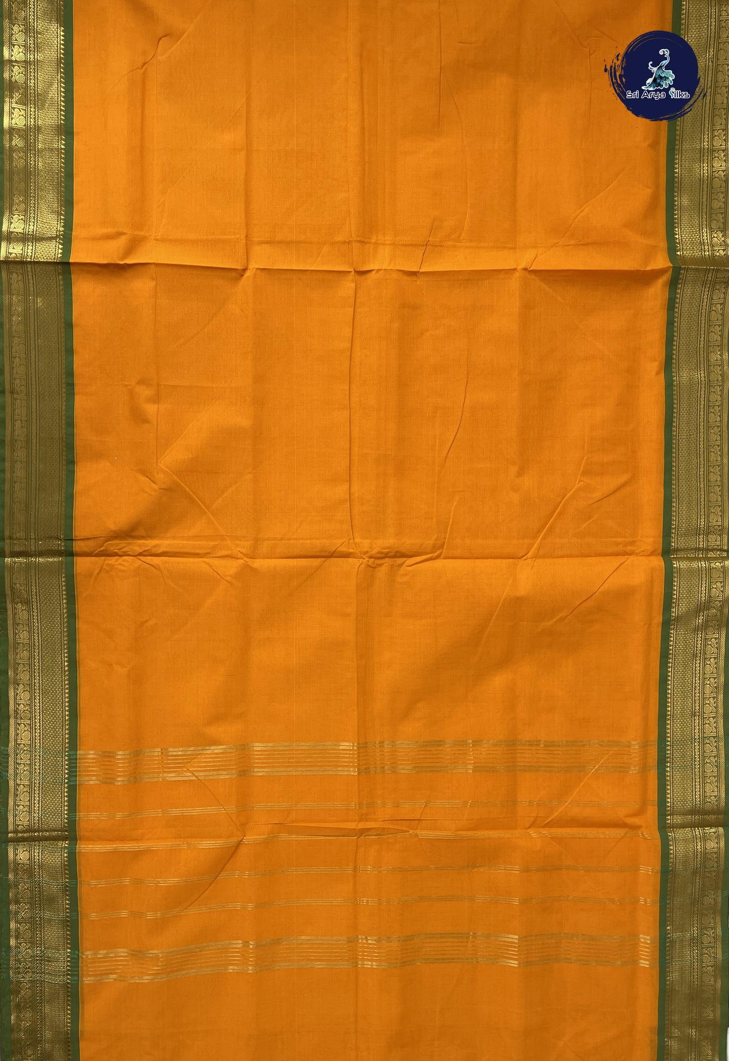 Yellow 10.5 Yards Madisar Saree With Plain Pattern