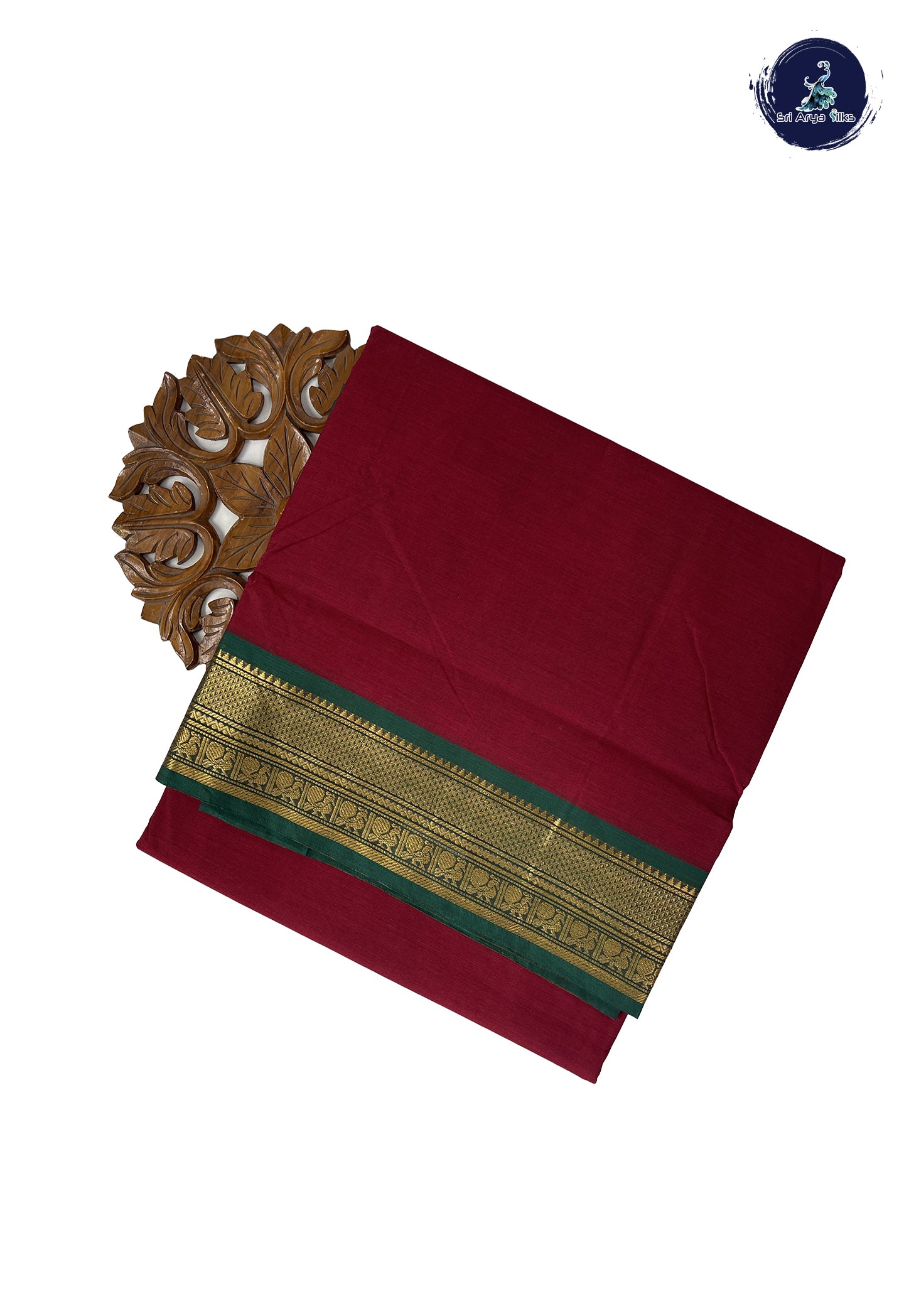 Maroon 10.5 Yards Madisar Saree With Plain Pattern