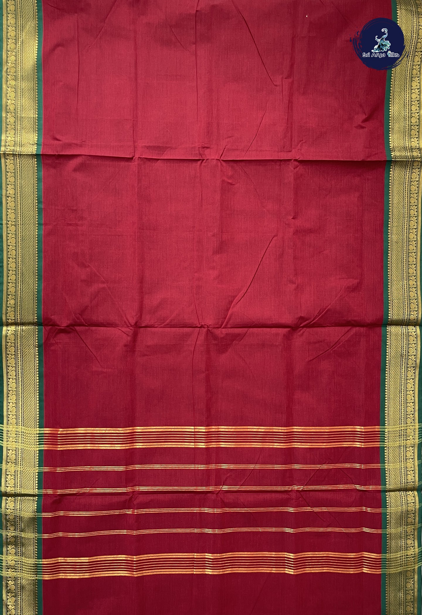 Maroon 10.5 Yards Madisar Saree With Plain Pattern