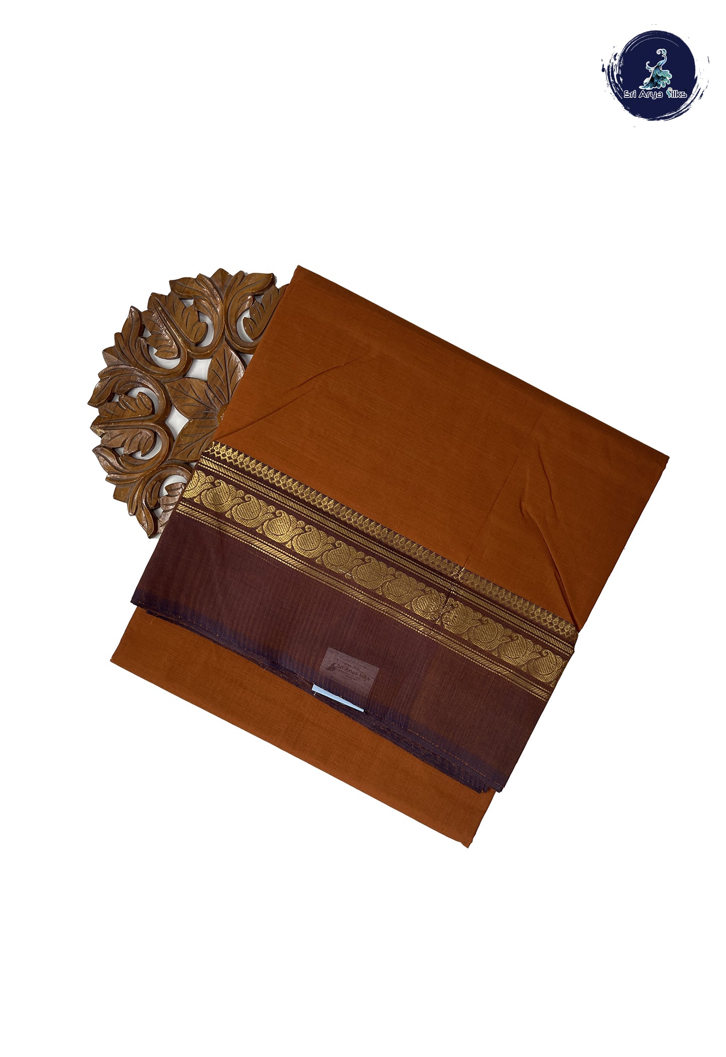 Brown 10.5 Yards Madisar Saree With Plain Pattern