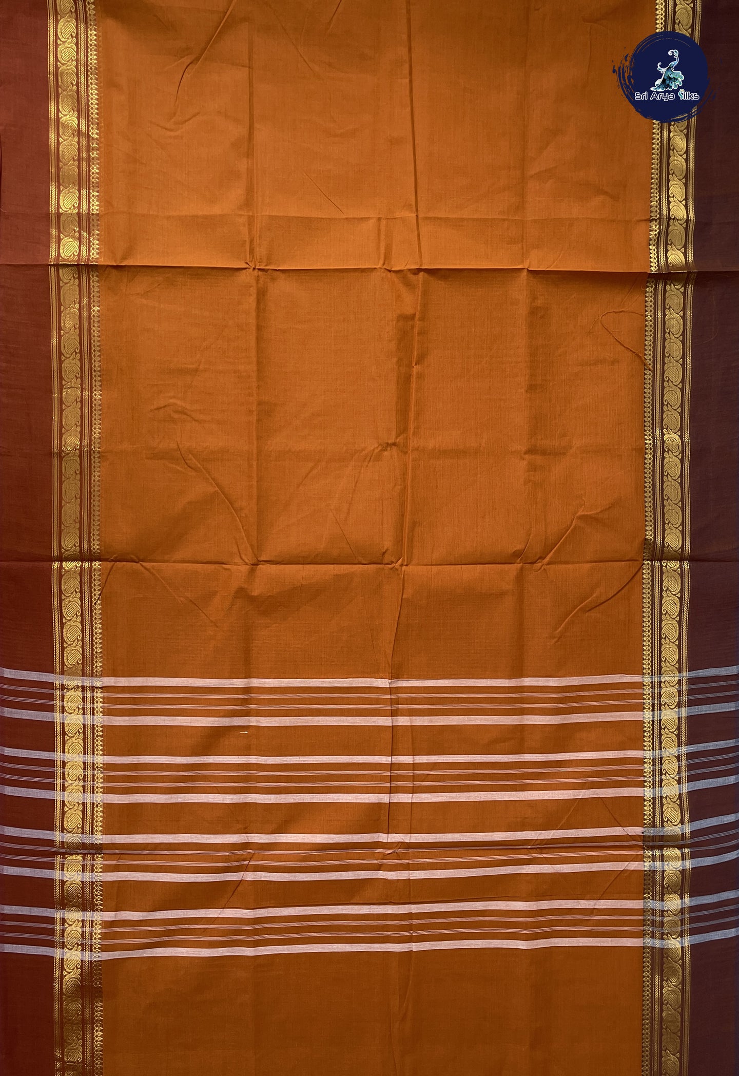 Brown 10.5 Yards Madisar Saree With Plain Pattern