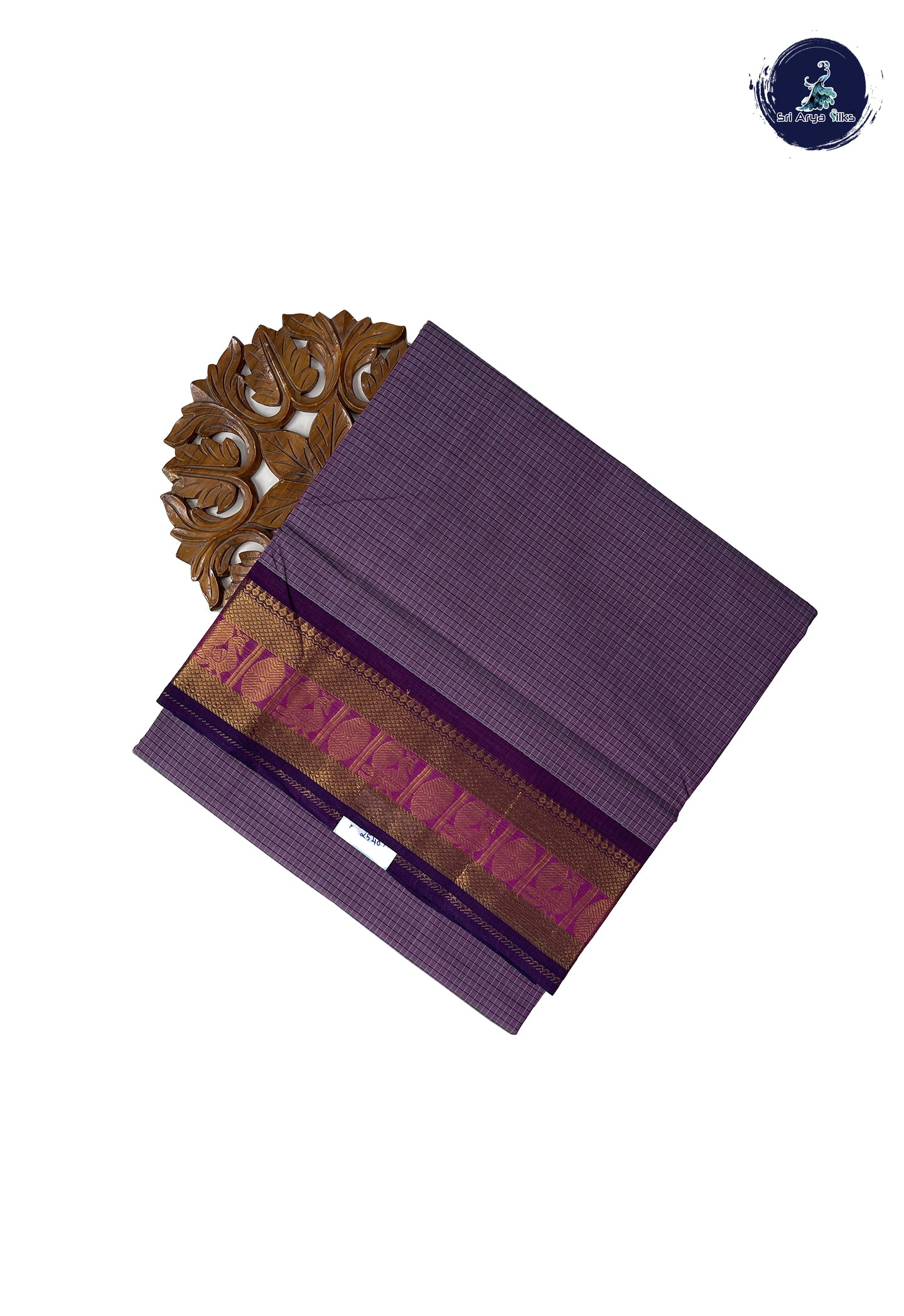 Lavender 10.5 Yards Madisar Saree With Checked Pattern