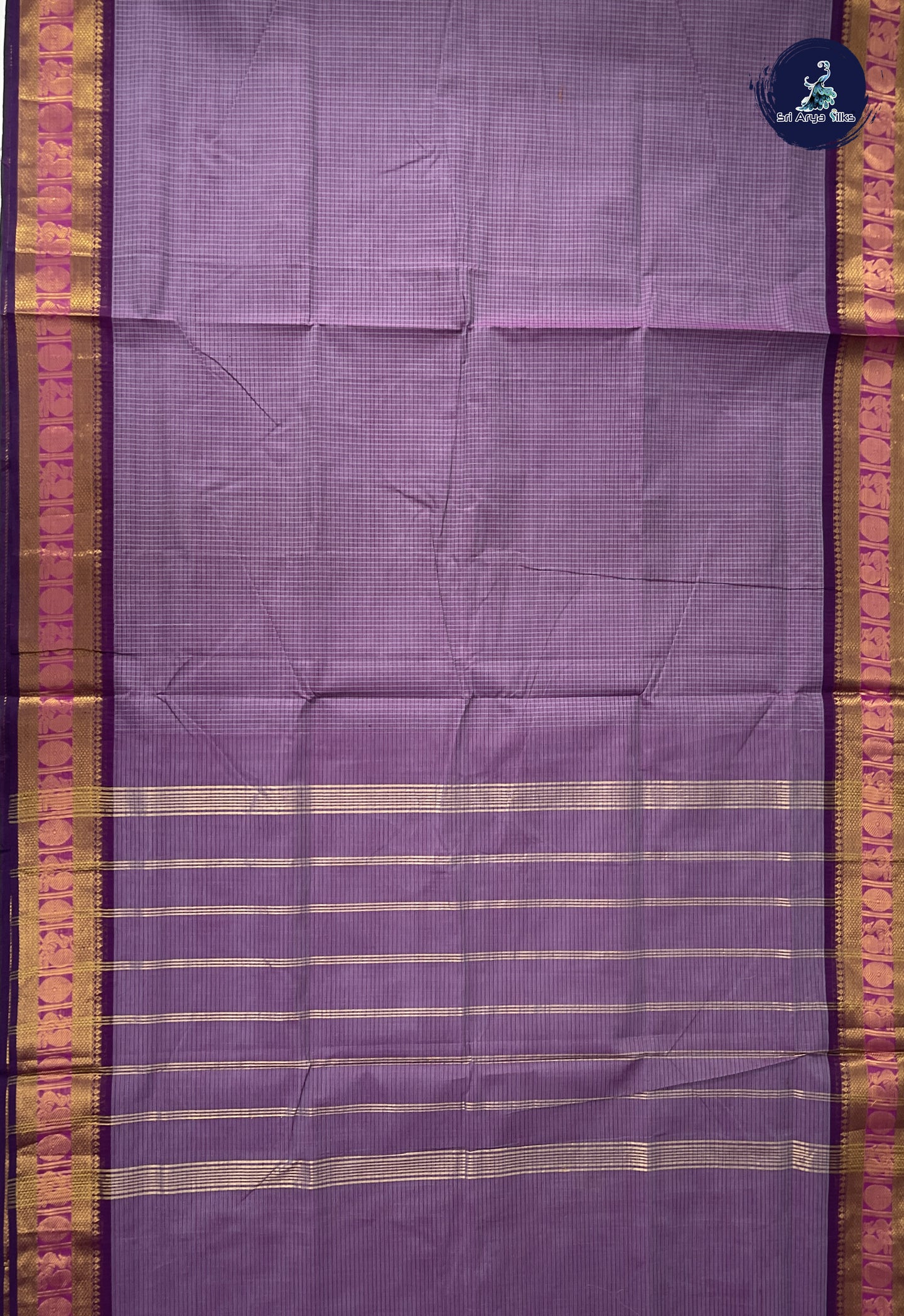 Lavender 10.5 Yards Madisar Saree With Checked Pattern