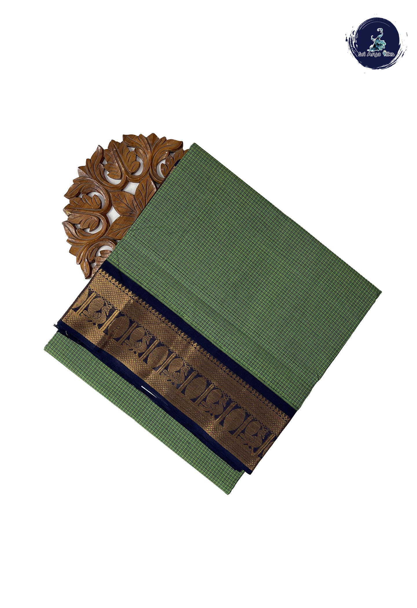 Green 10.5 Yards Madisar Saree With Checked Pattern