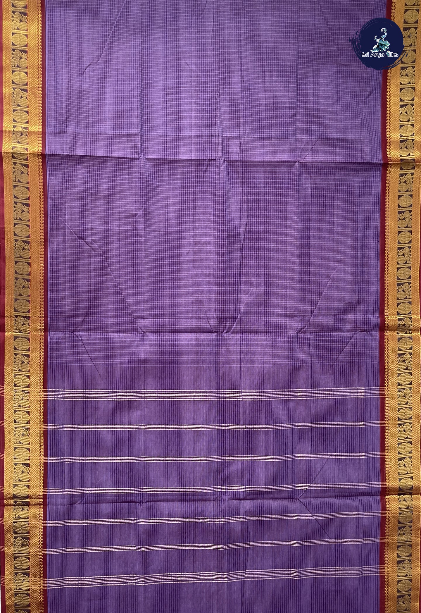 Lavender 10.5 Yards Madisar Saree With Checked Pattern