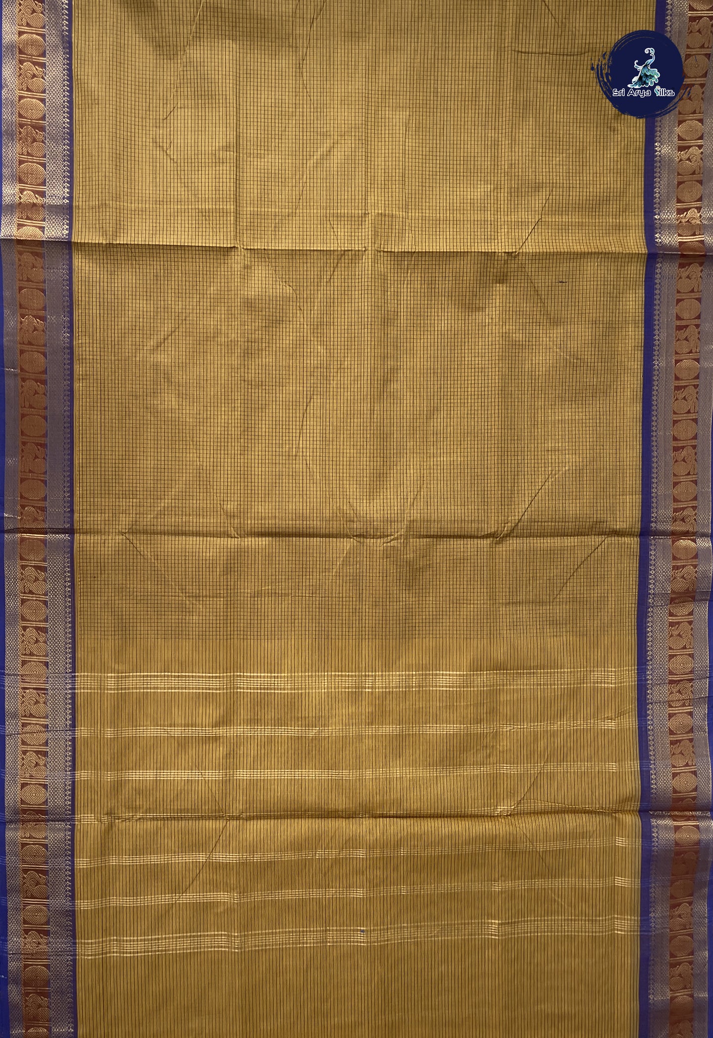 Mustard Yellow 10.5 Yards Madisar Saree With Checked Pattern