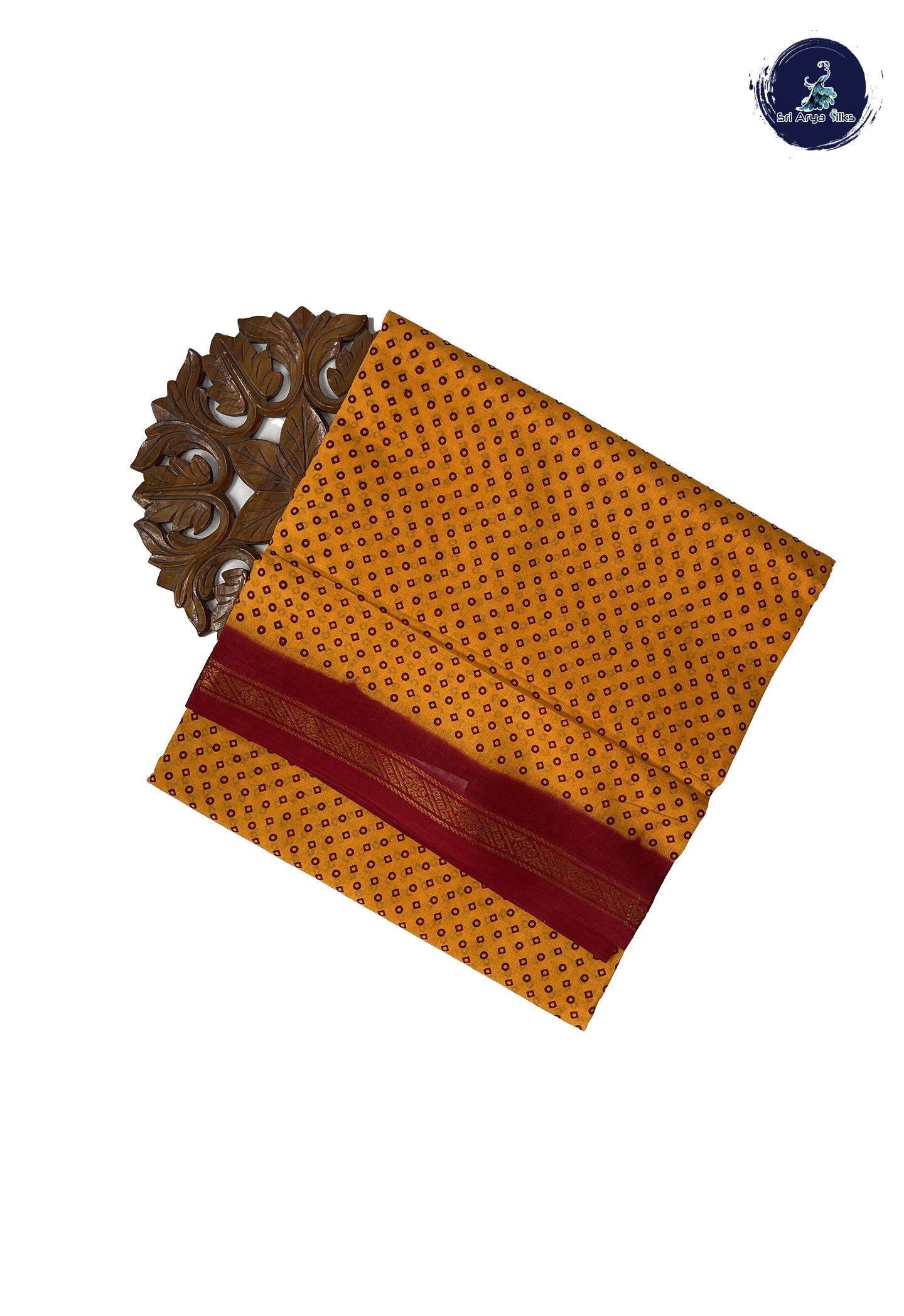 Yellow Sugundi Cotton Madisar Saree With Printed Pattern