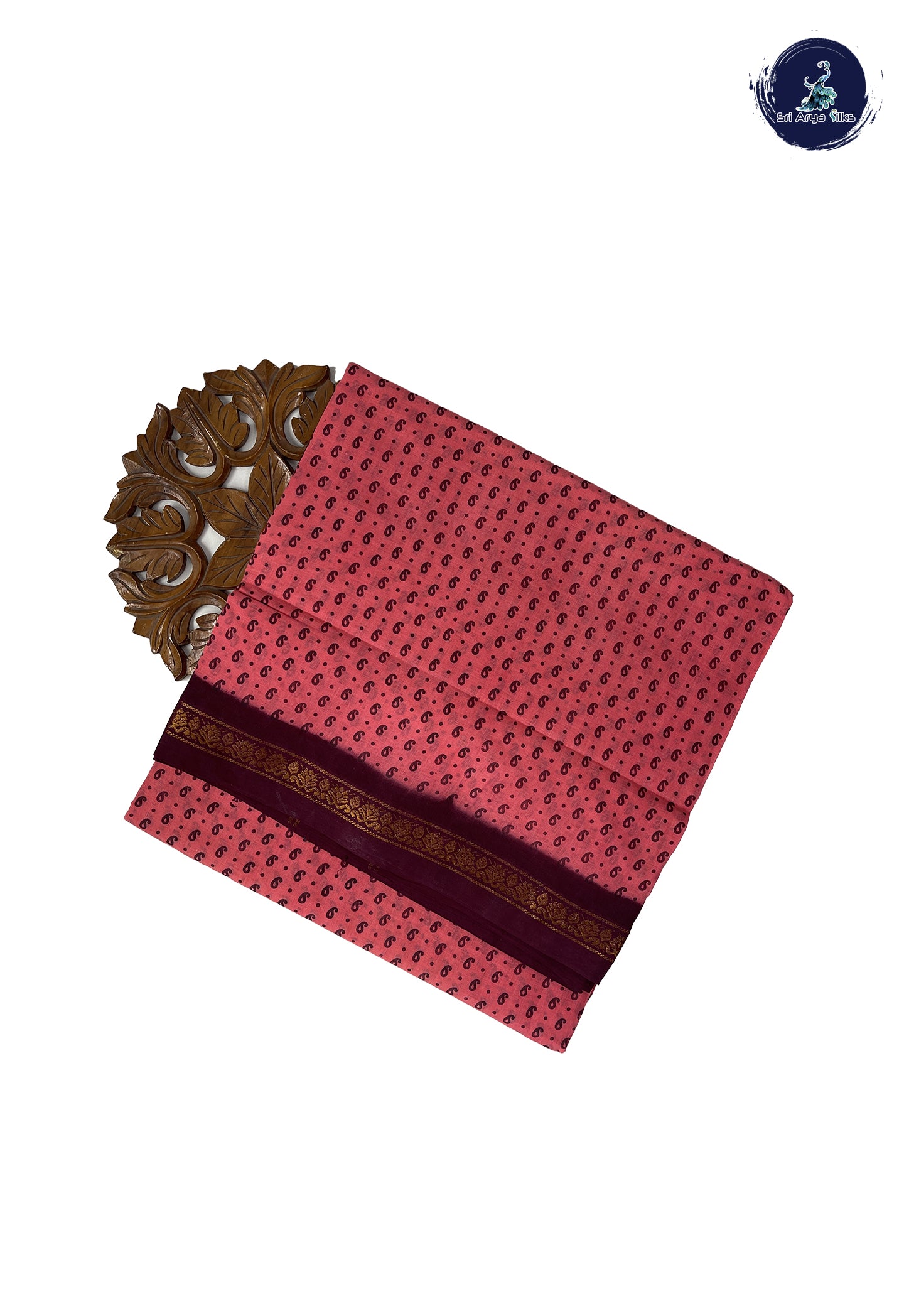 Pink Sugundi Cotton Madisar Saree With Printed Pattern