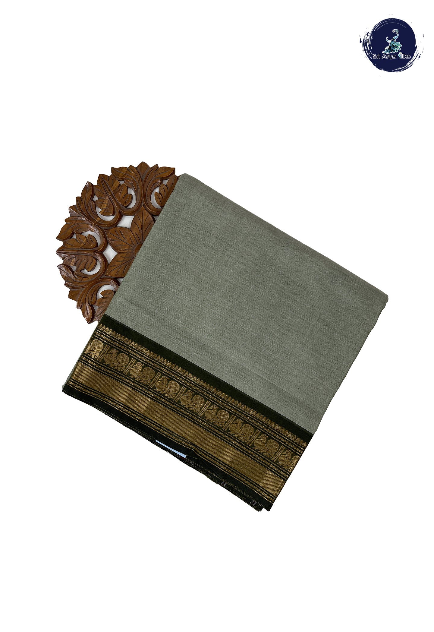 Pastel Green 10 Yards Madisar Cotton Saree With Plain Pattern