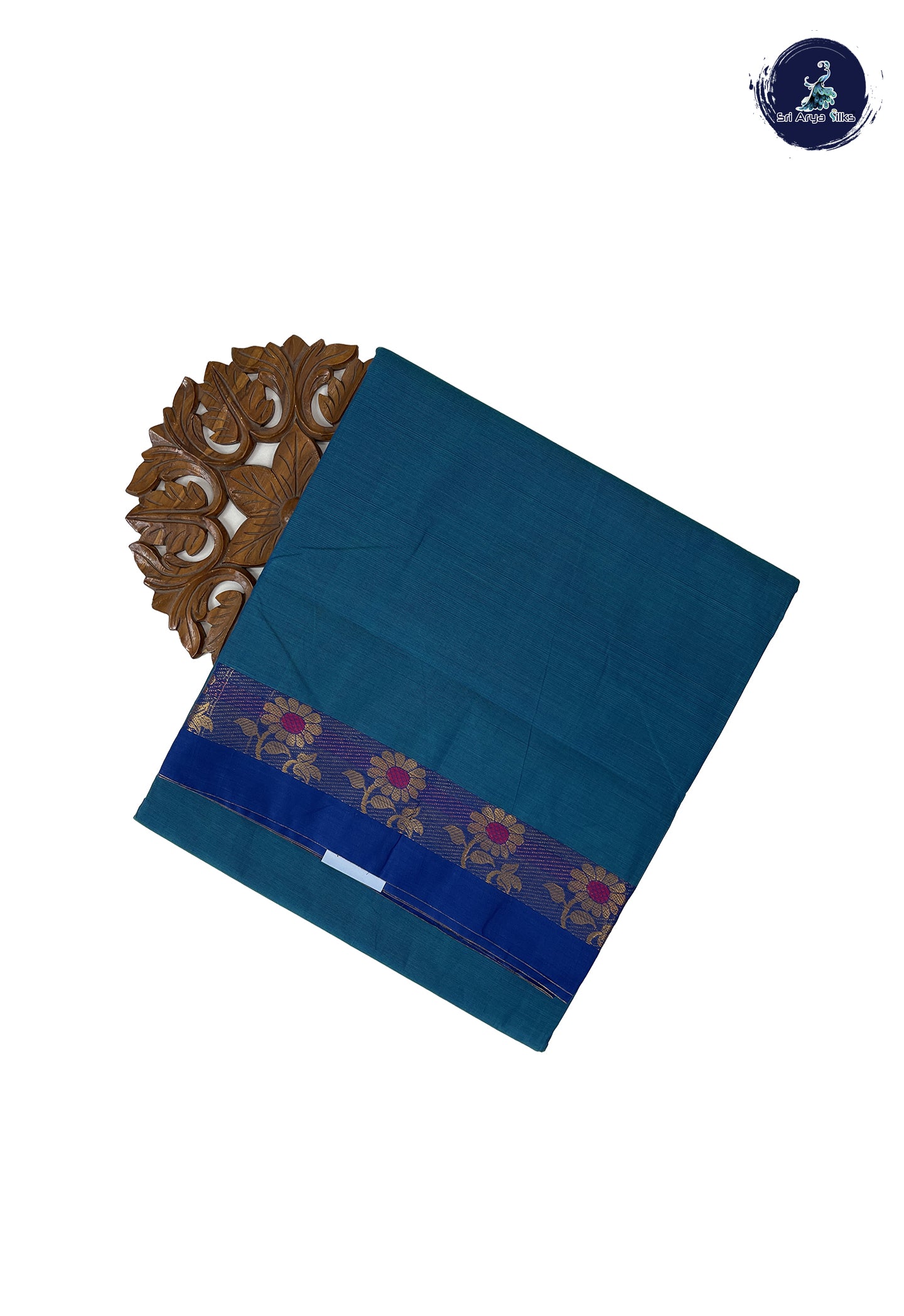 Blue 10 Yards Madisar Cotton Saree With Plain Pattern