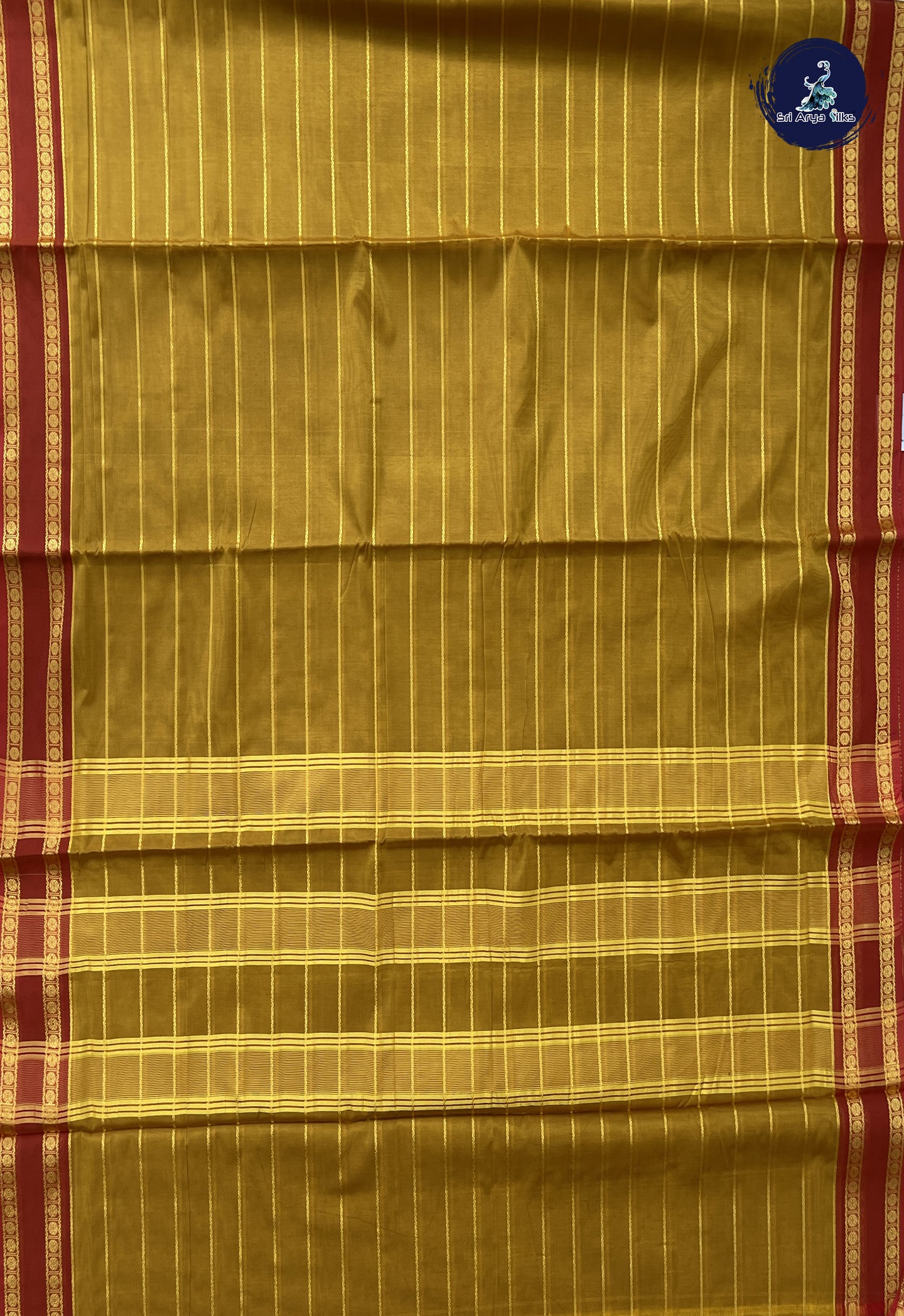 Mustard Yellow Devendra Cotton Madisar Saree With Veldhari Stripes Pattern