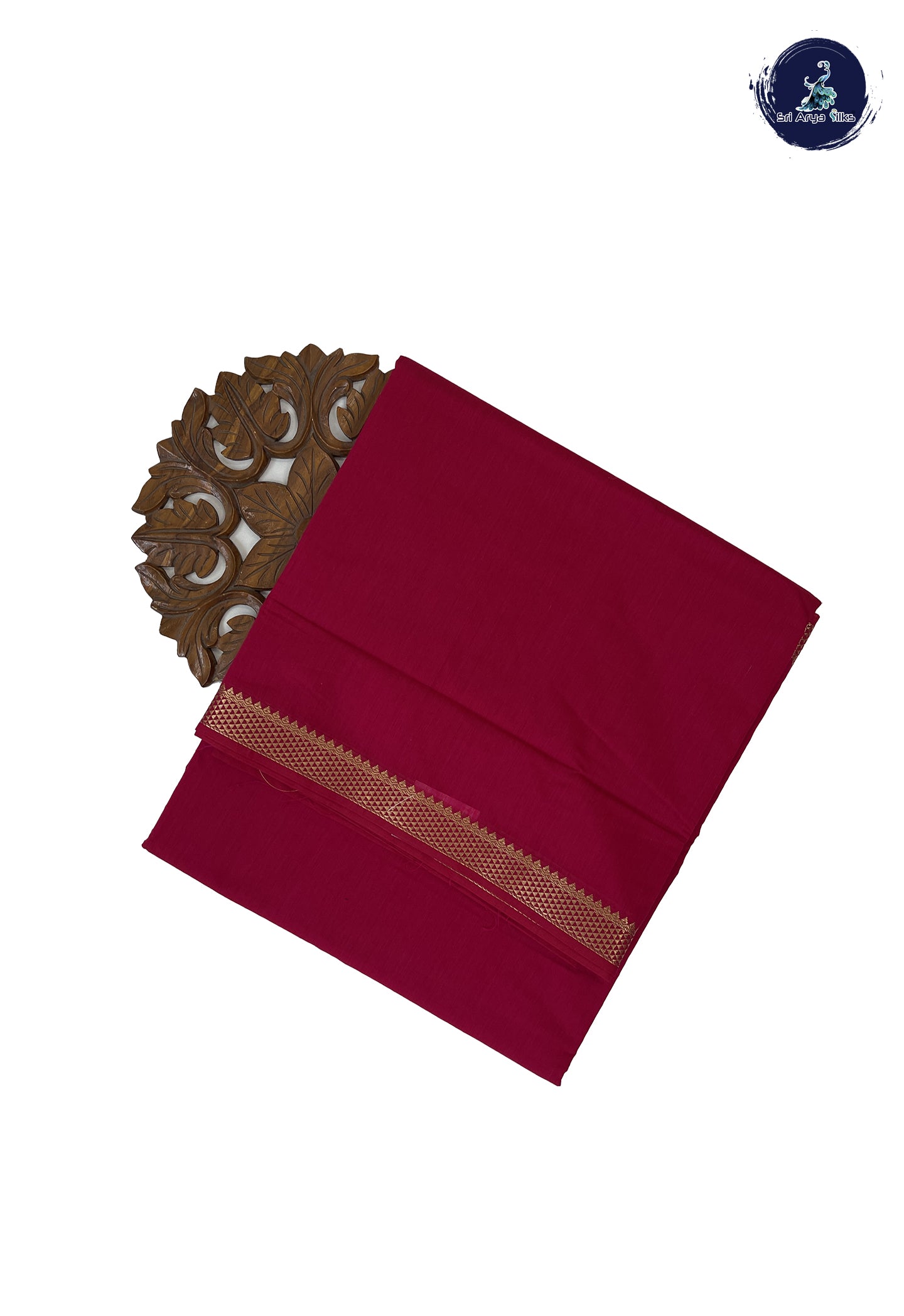 Dark Pink Madisar Semi Silk Cotton Saree With Plain Pattern