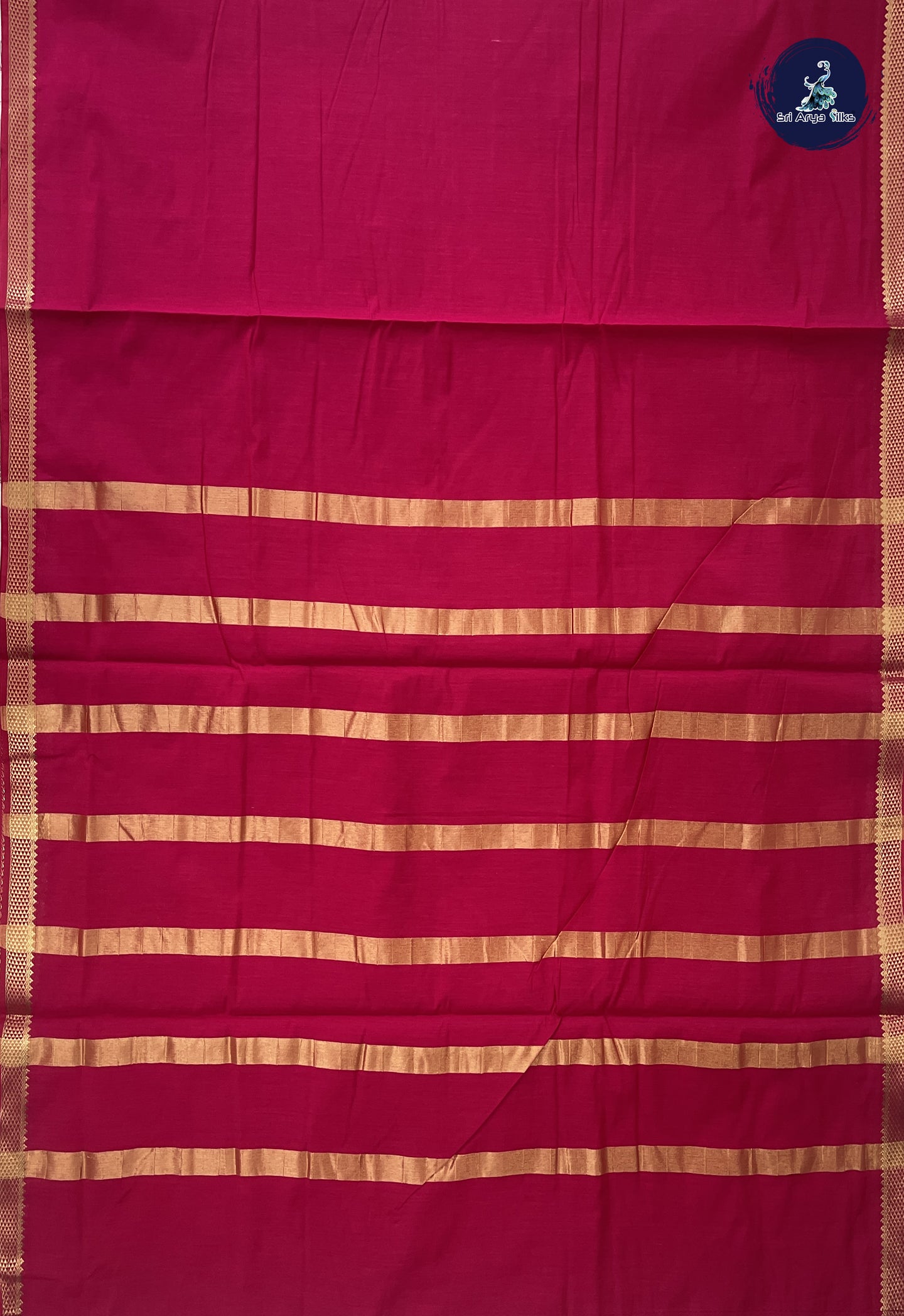 Dark Pink Madisar Semi Silk Cotton Saree With Plain Pattern