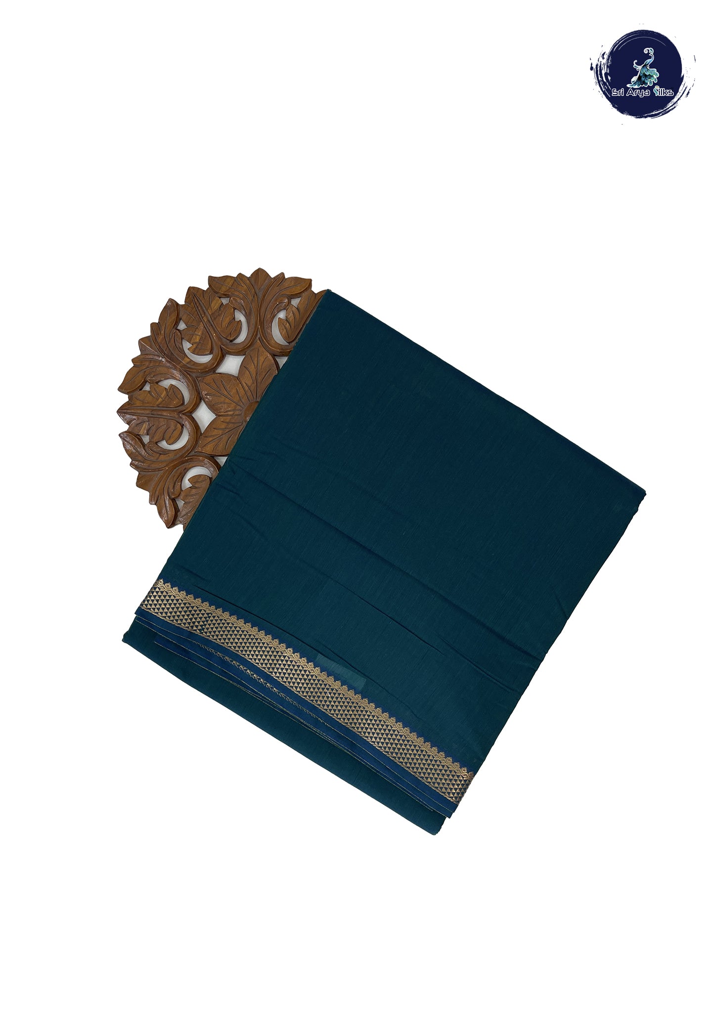 Green Madisar Semi Silk Cotton Saree With Plain Pattern