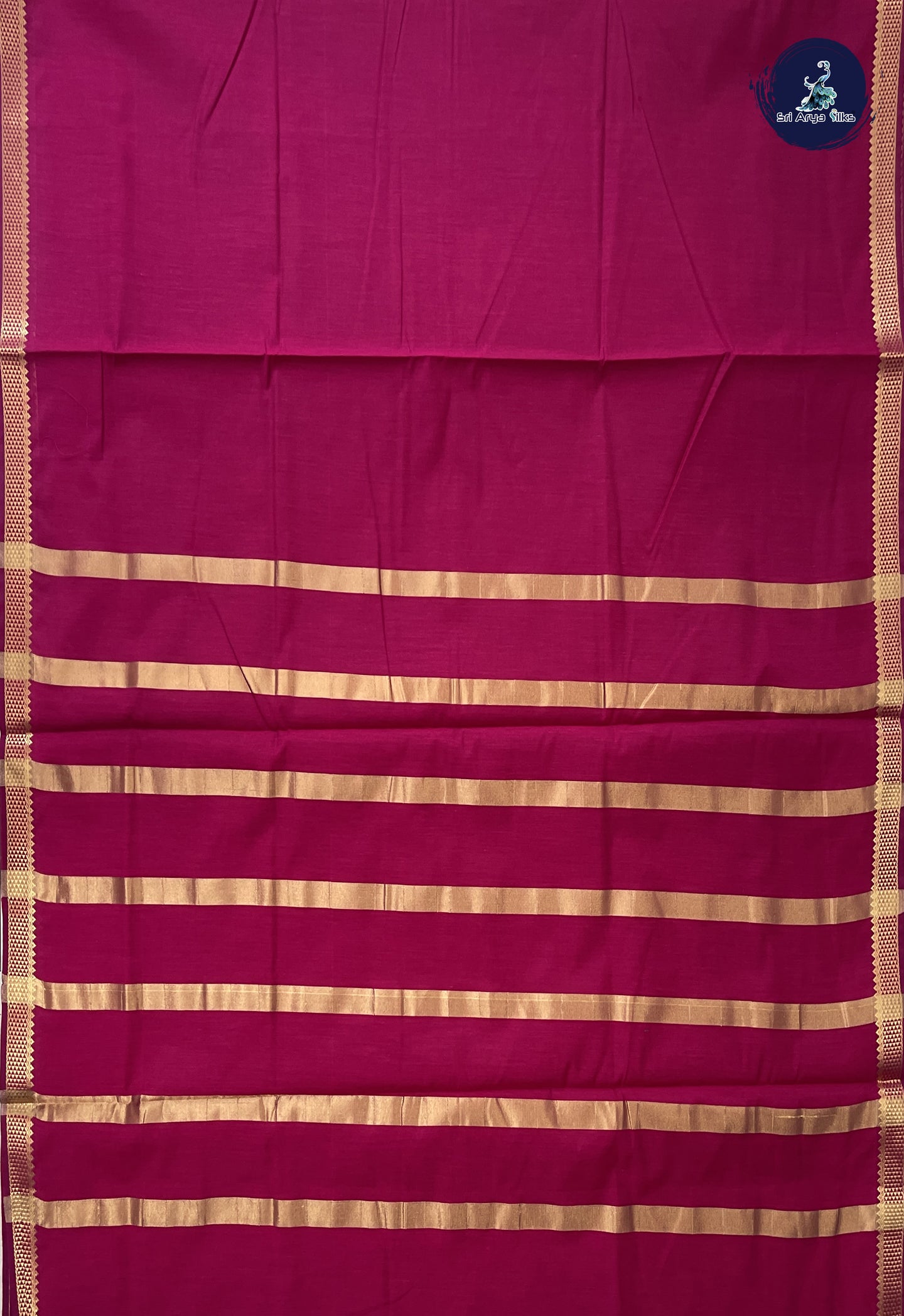 Pinkish Maroon Madisar Semi Silk Cotton Saree With Plain Pattern