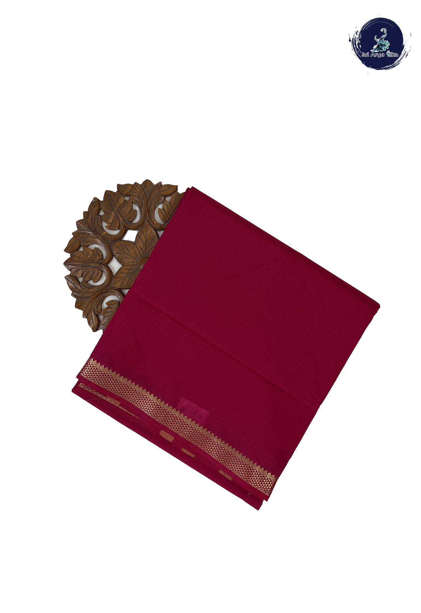 Reddish Pink Madisar Semi Silk Cotton Saree With Plain Pattern