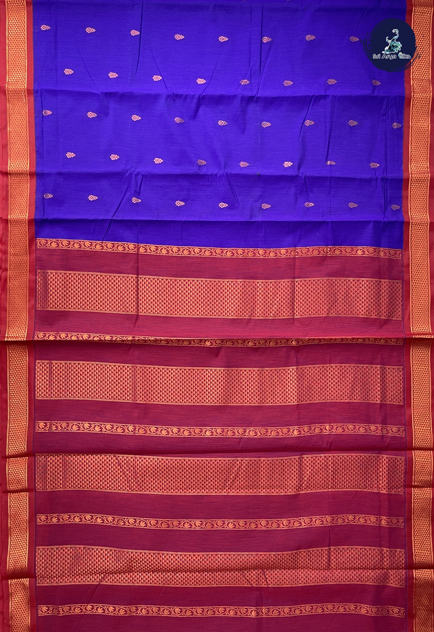 Violet Madisar Semi Silk Cotton Saree With Zari Buttas Pattern