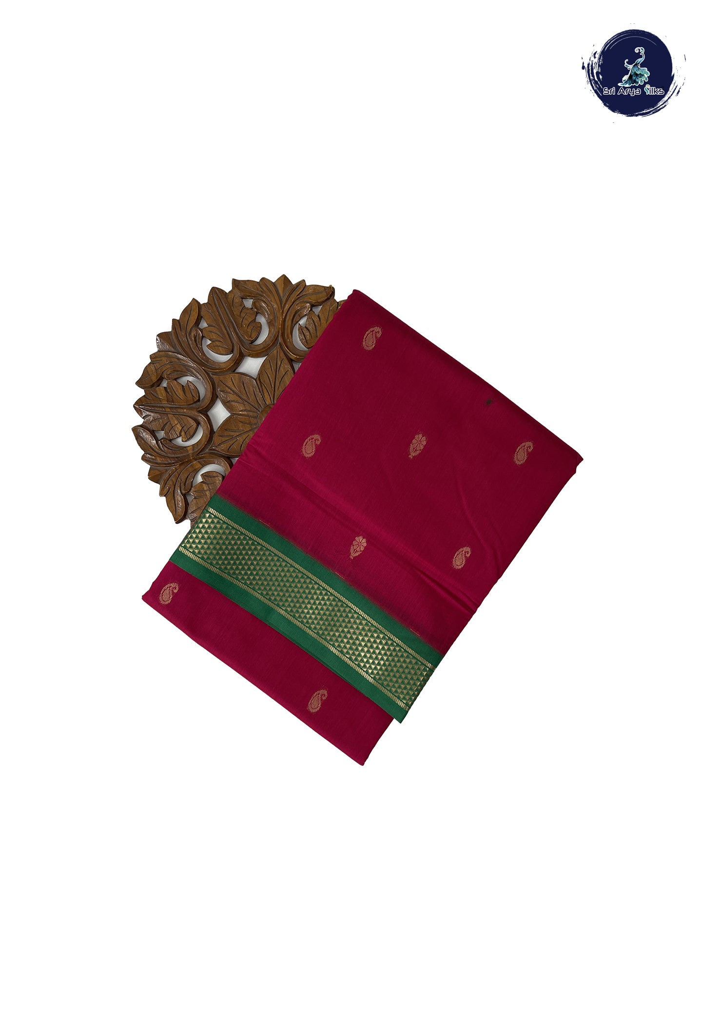 Dark Pink Madisar Semi Silk Cotton Saree With Zari Buttas Pattern