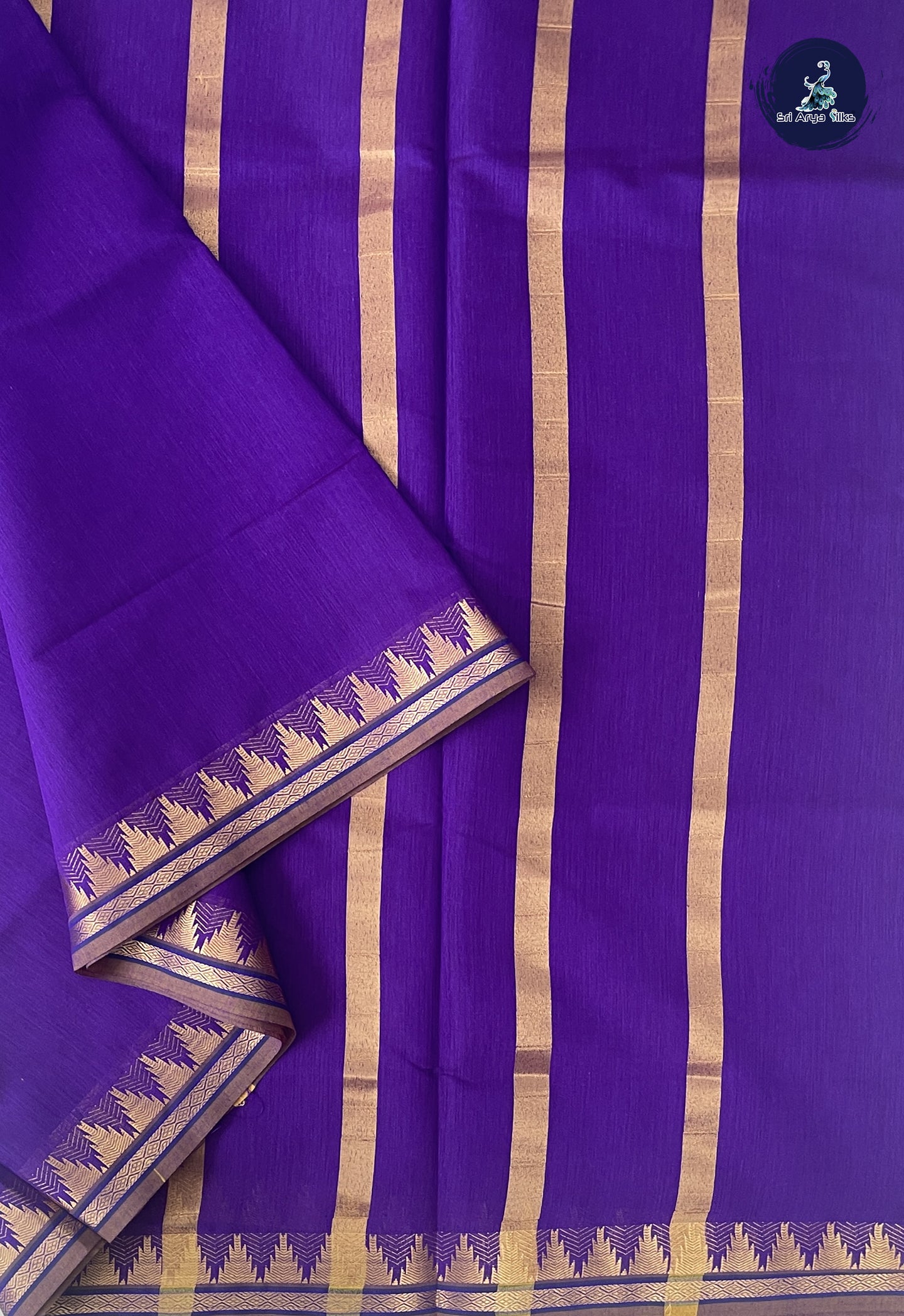 Violet Madisar Semi Silk Cotton Saree With Plain Pattern