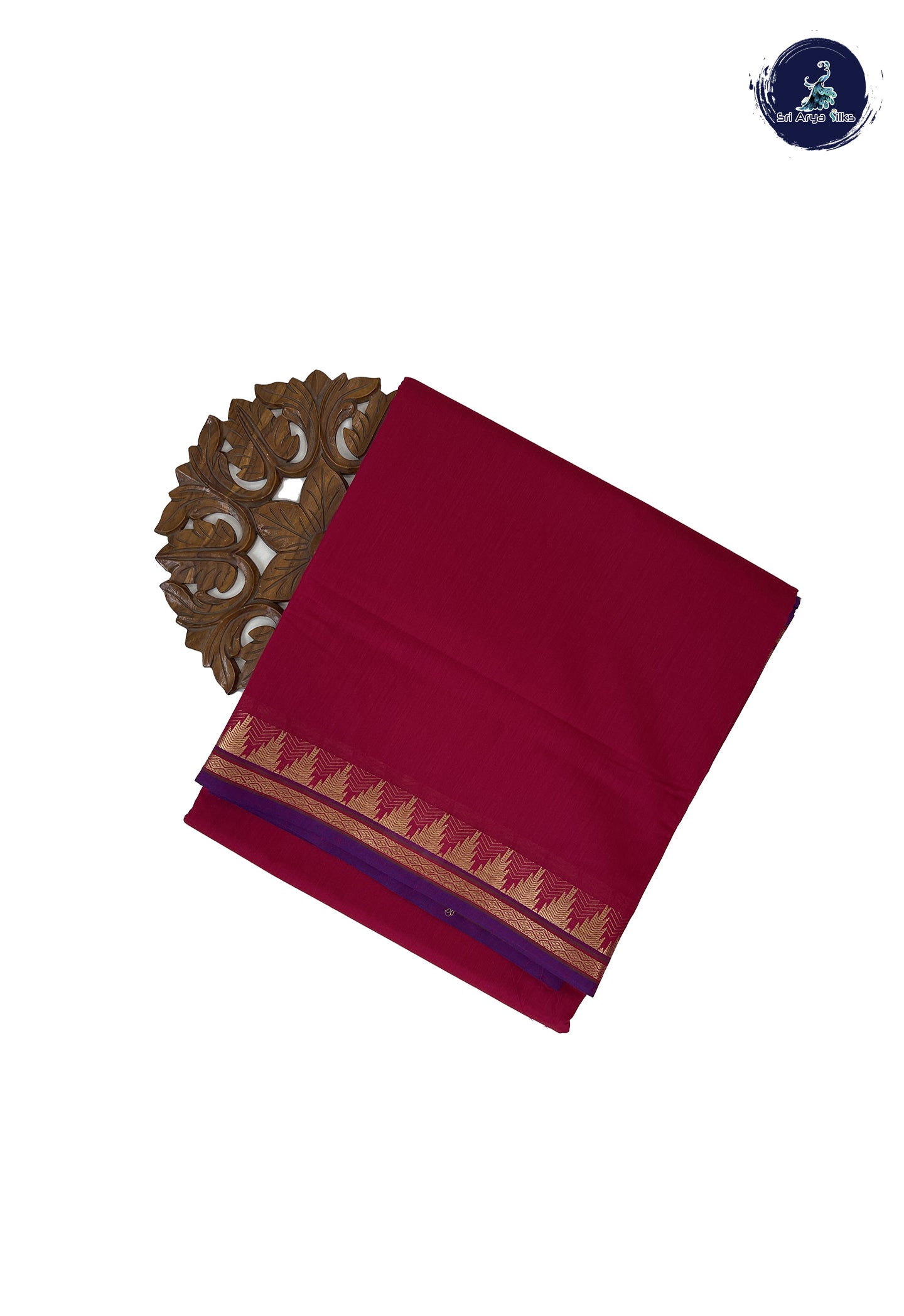Dark Pink Madisar Semi Silk Cotton Saree With Plain Pattern