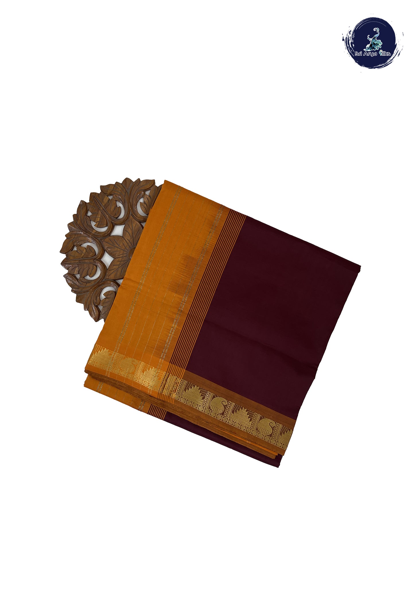 Brown Madisar Semi Silk Cotton Saree With Plain Pattern