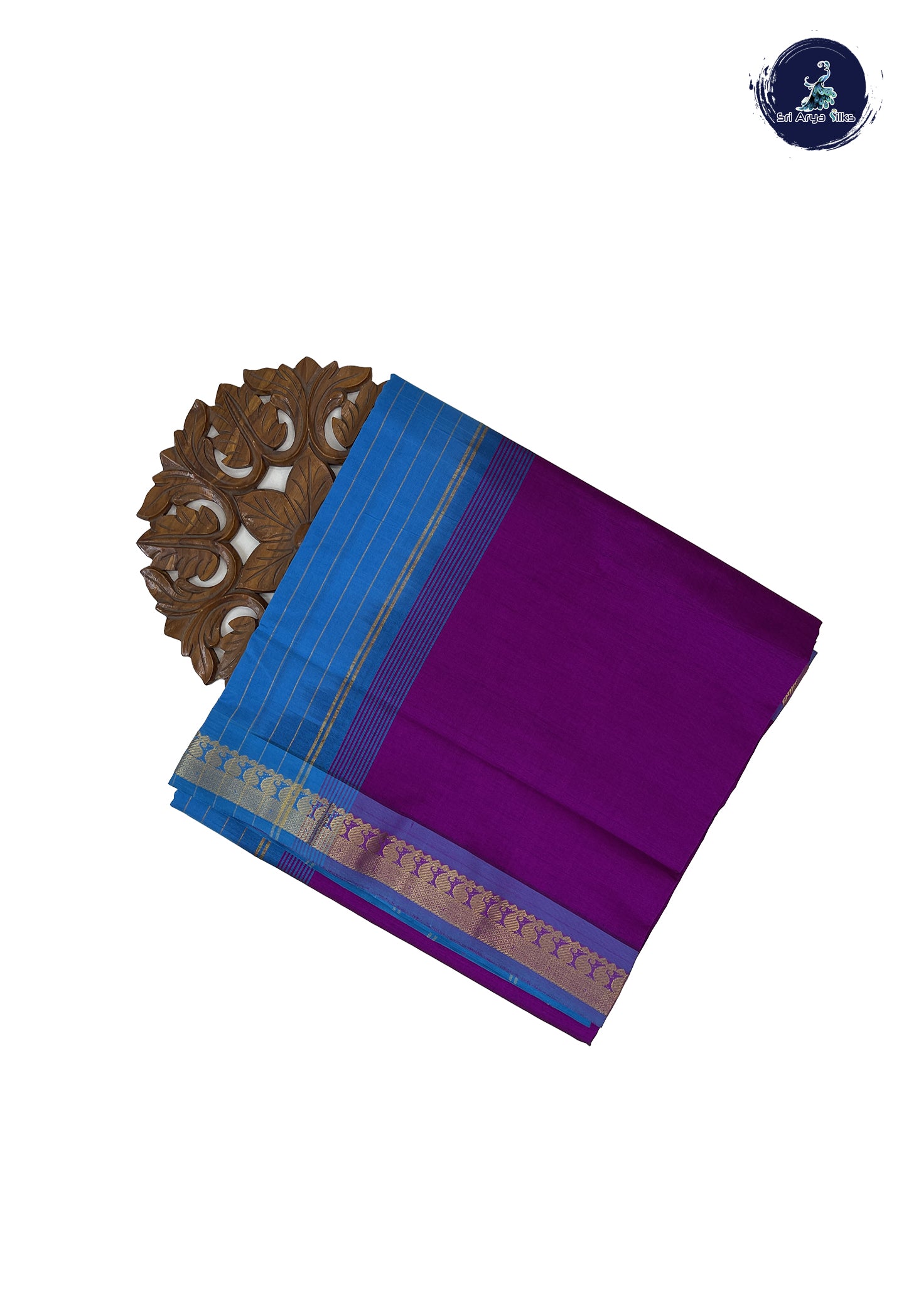 Purple Madisar Semi Silk Cotton Saree With Plain Pattern