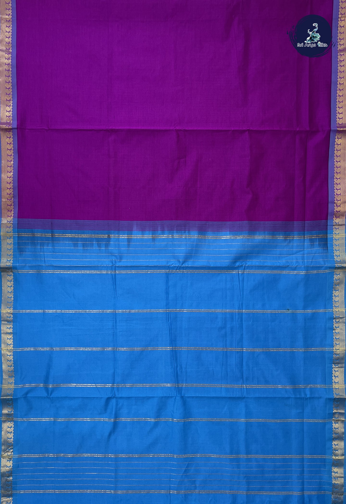 Purple Madisar Semi Silk Cotton Saree With Plain Pattern