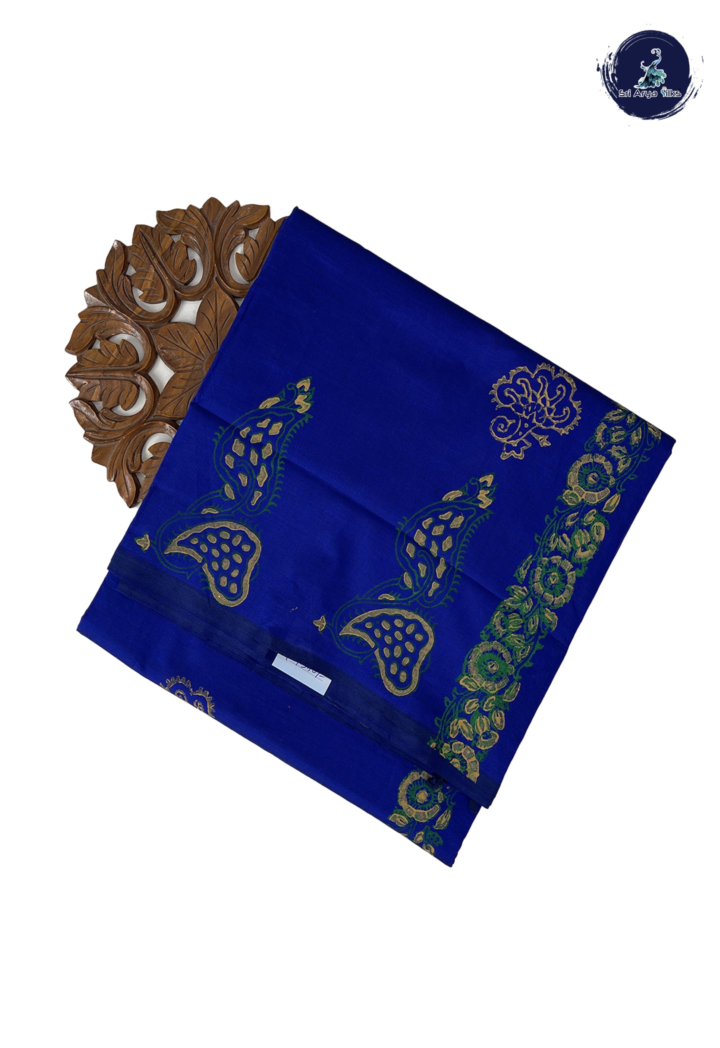Dark Blue Madisar Semi Silk Cotton Saree With Printed Pattern