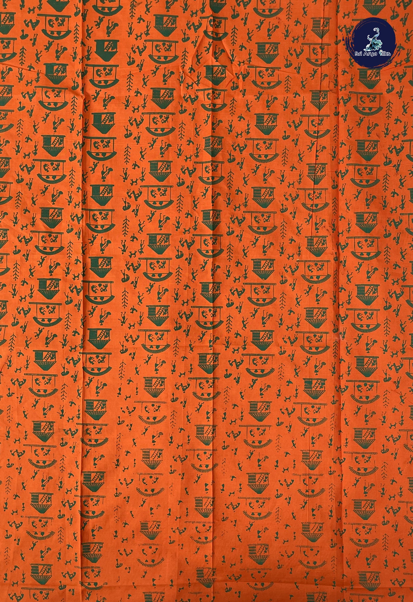 Dark Green Madisar Semi Silk Cotton Saree With Printed Pattern