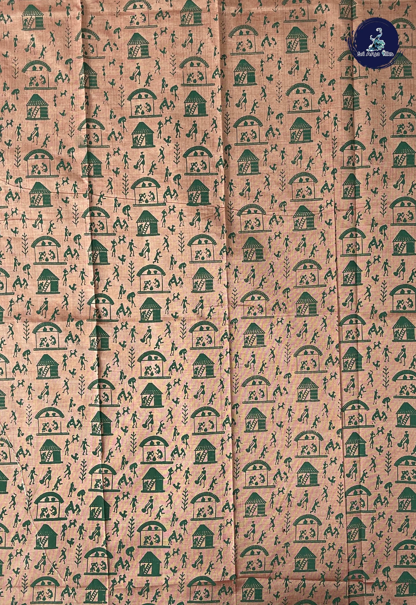 Dark Green Madisar Semi Silk Cotton Saree With Printed Pattern