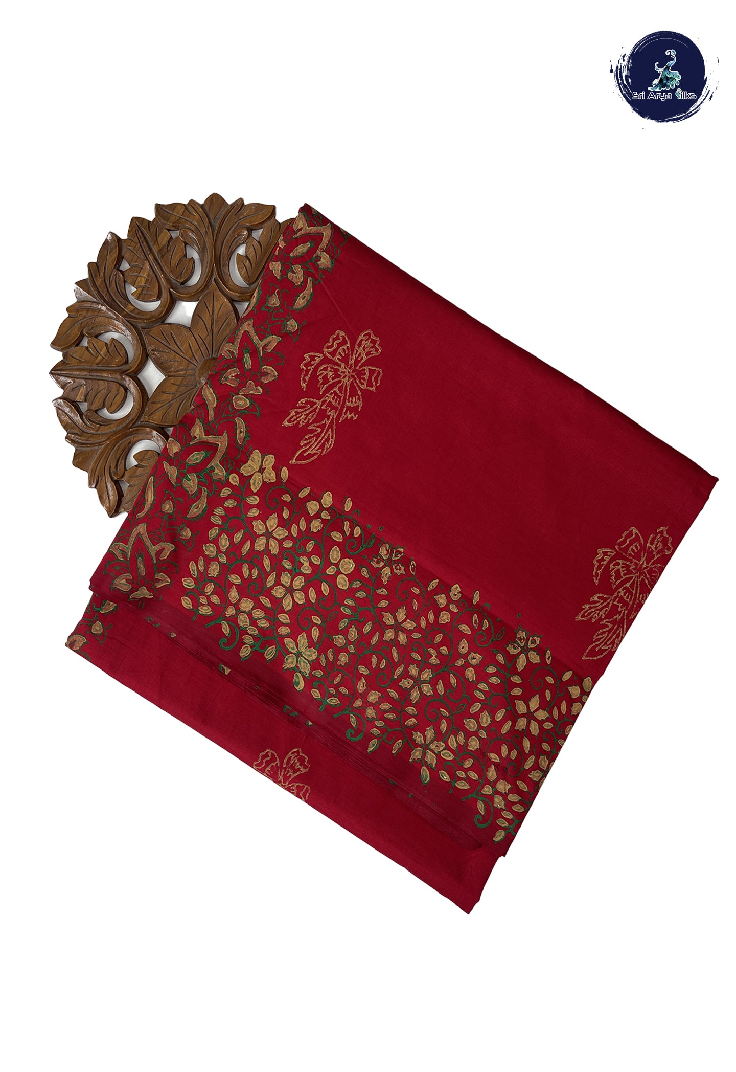 Red Madisar Semi Silk Cotton Saree With Printed Pattern