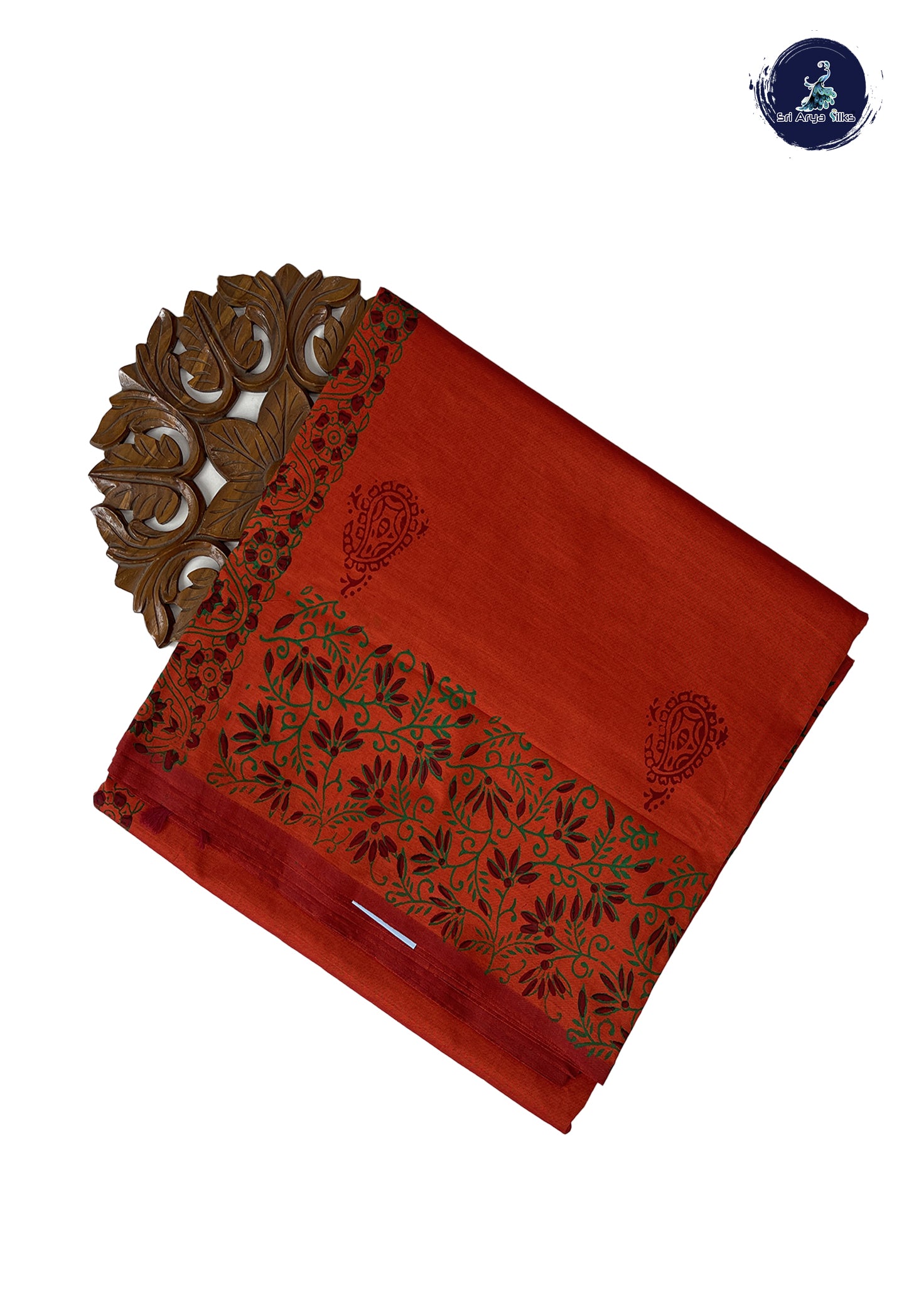 Orange Madisar Semi Silk Cotton Saree With Printed Pattern